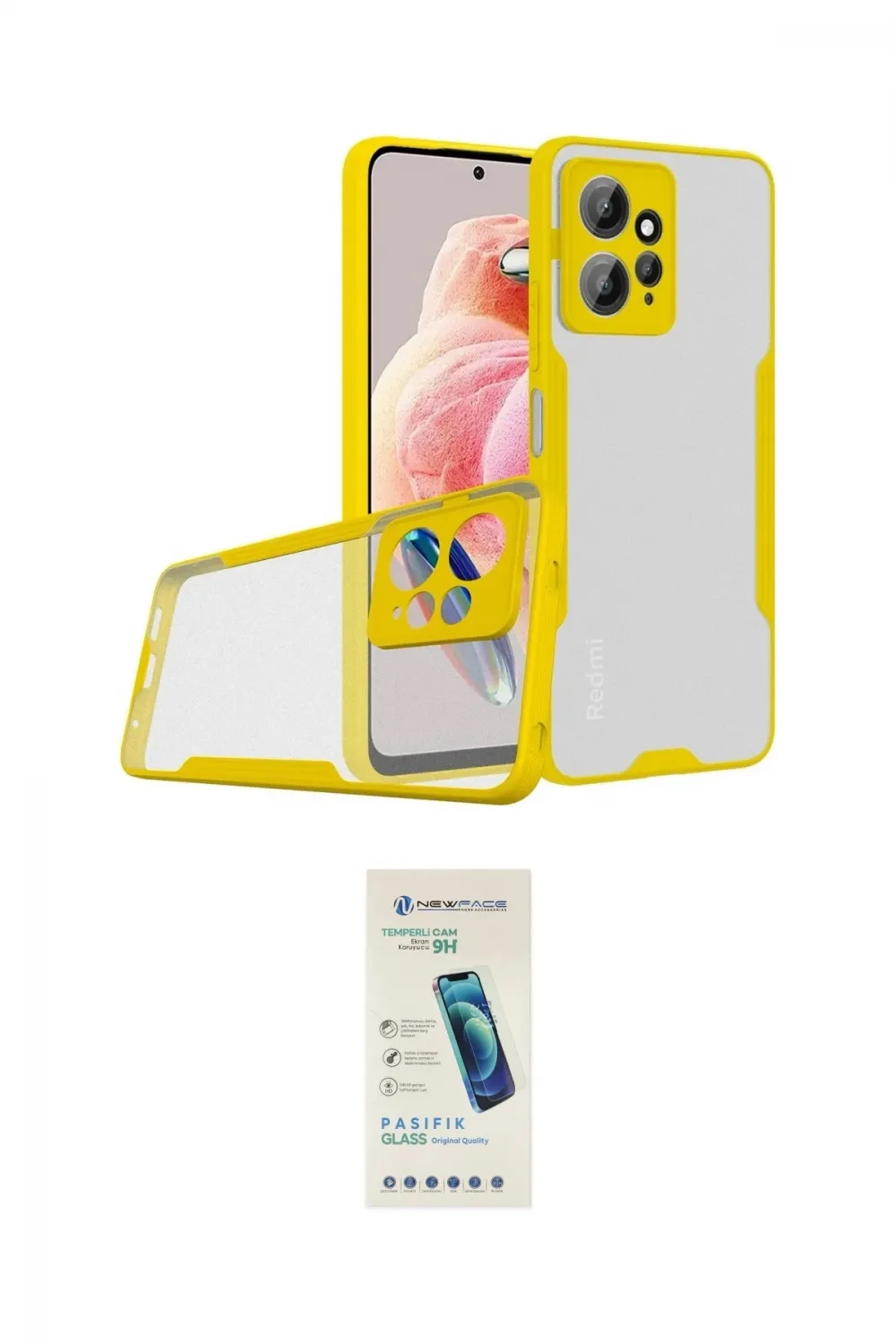 ieg™ Redmi Note 12 4G Kılıf Atlas Asil Serisi - Şeffaf Pasifik Cam Ekran Koruyucu