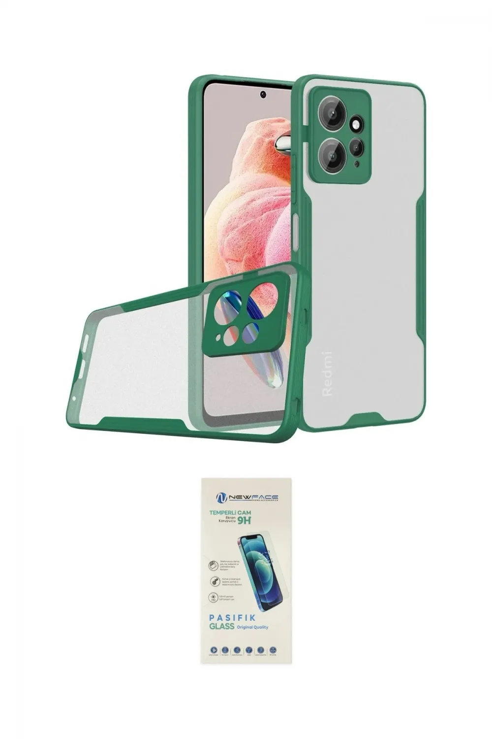 ieg™ Redmi Note 12 4G Kılıf Atlas Asil Serisi - Şeffaf Pasifik Cam Ekran Koruyucu
