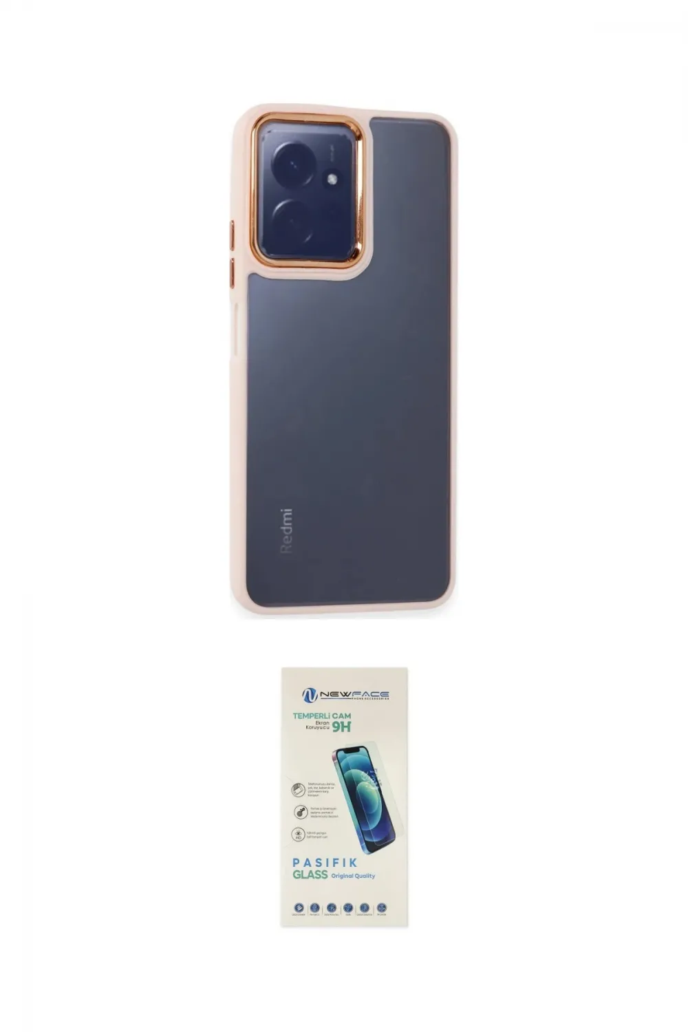ieg™ Redmi Note 12 4G Kılıf Eksen Doku Prime - Şeffaf Pasifik Cam Ekran Koruyucu