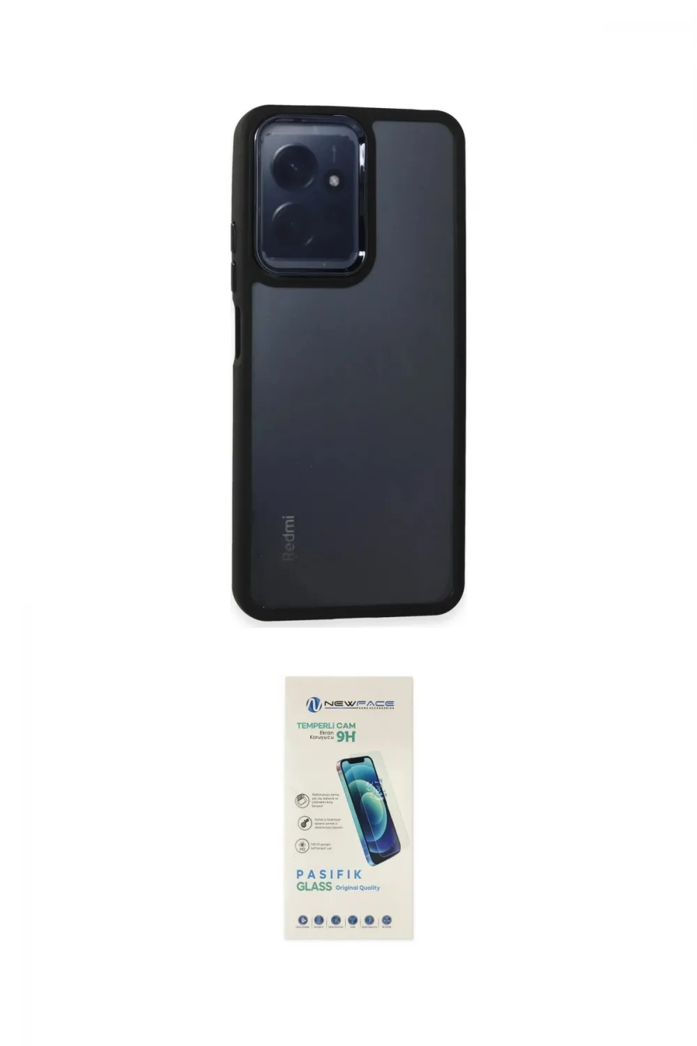 ieg™ Redmi Note 12 4G Kılıf Eksen Doku Prime - Şeffaf Pasifik Cam Ekran Koruyucu
