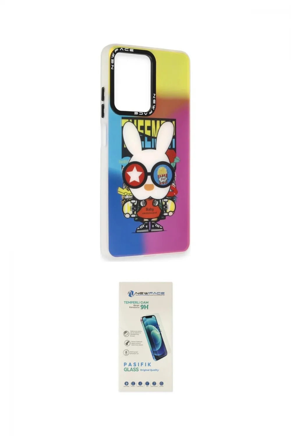 ieg™ Redmi Note 12 4G Kılıf Siluet Çizgi Koleksiyonu - Şeffaf Pasifik Cam Ekran Koruyucu