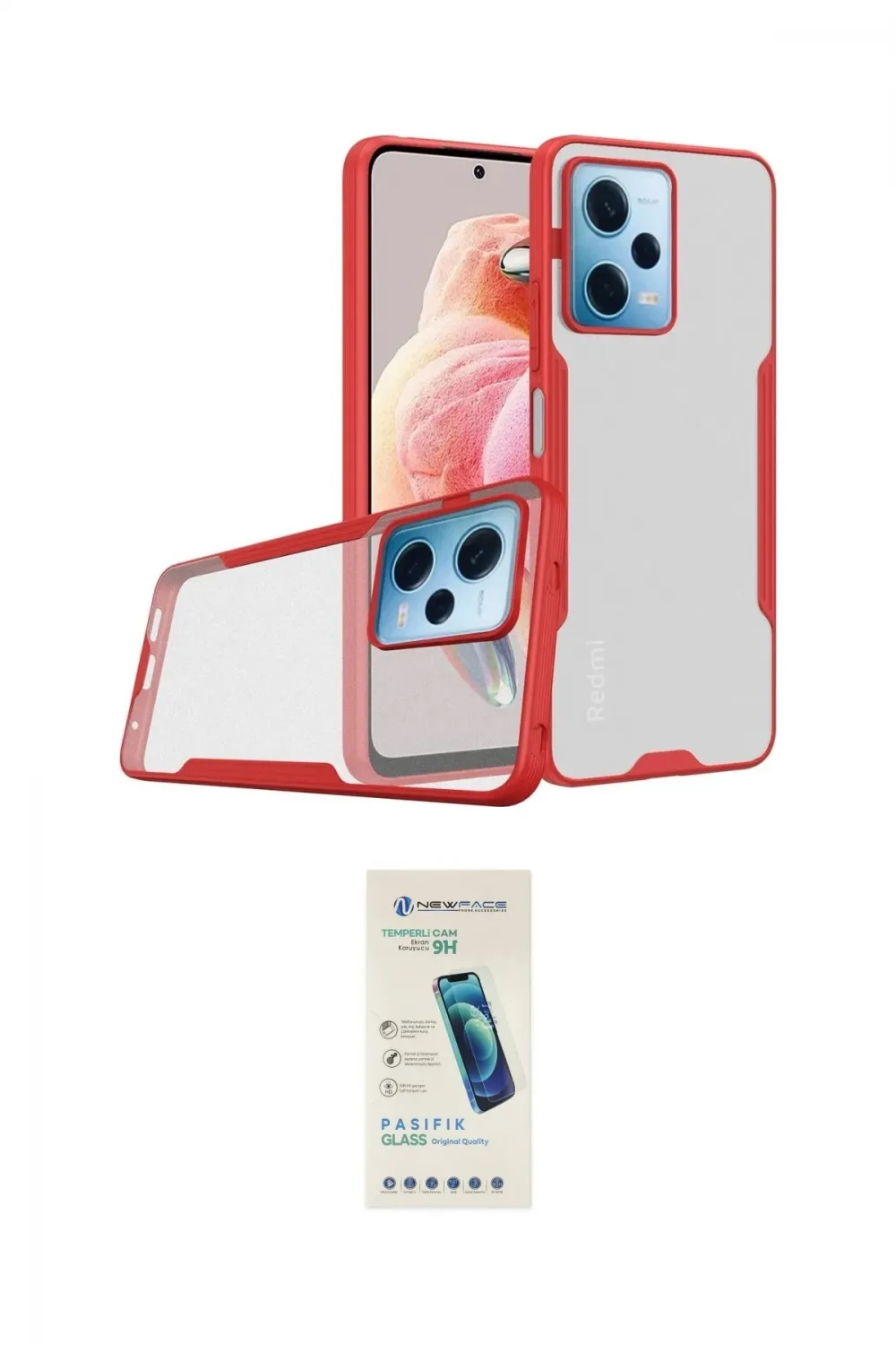 ieg™ Redmi Note 12 5G Kılıf Atlas Asil Serisi - Şeffaf Pasifik Cam Ekran Koruyucu