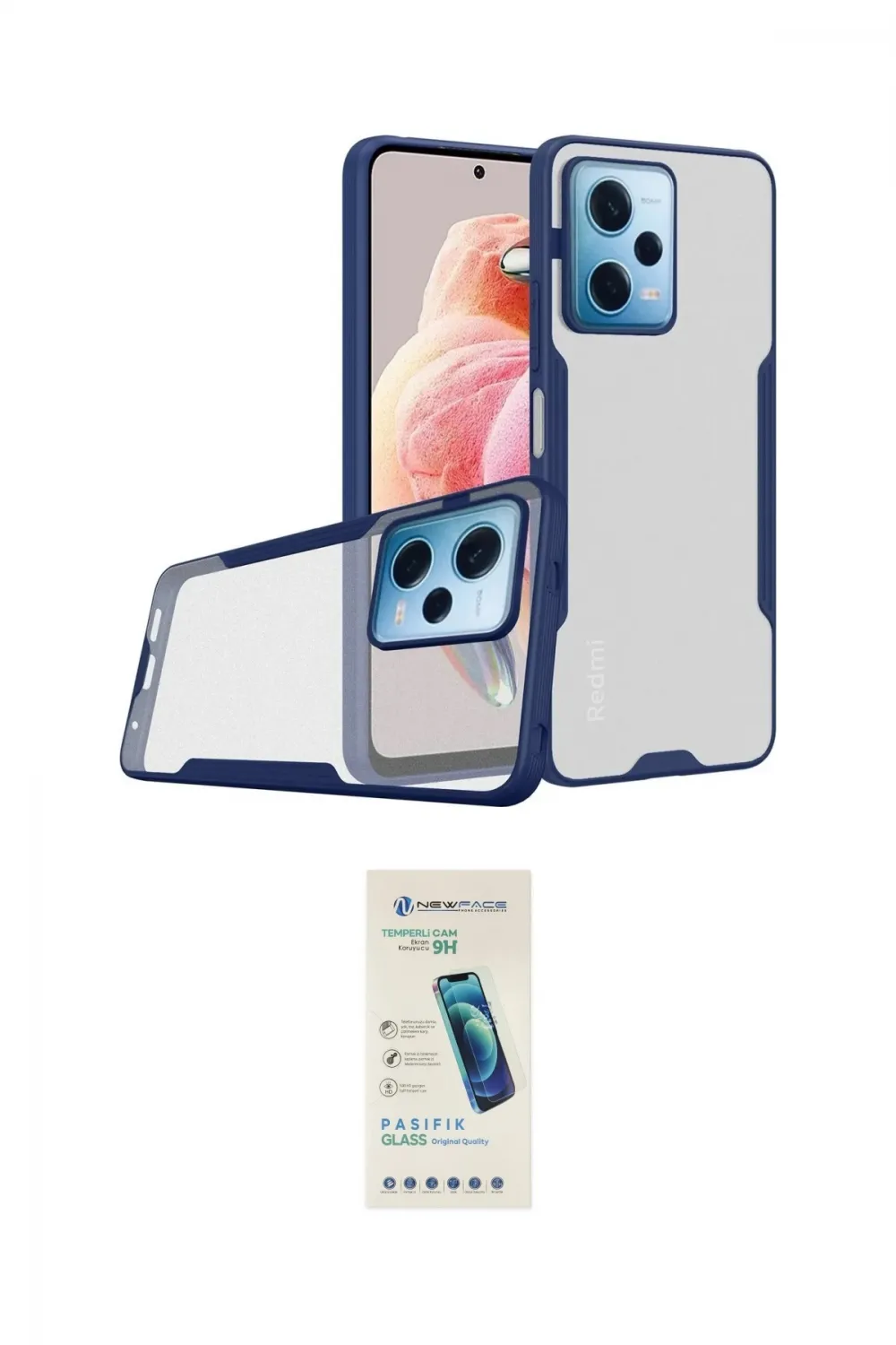 ieg™ Redmi Note 12 5G Kılıf Atlas Asil Serisi - Şeffaf Pasifik Cam Ekran Koruyucu