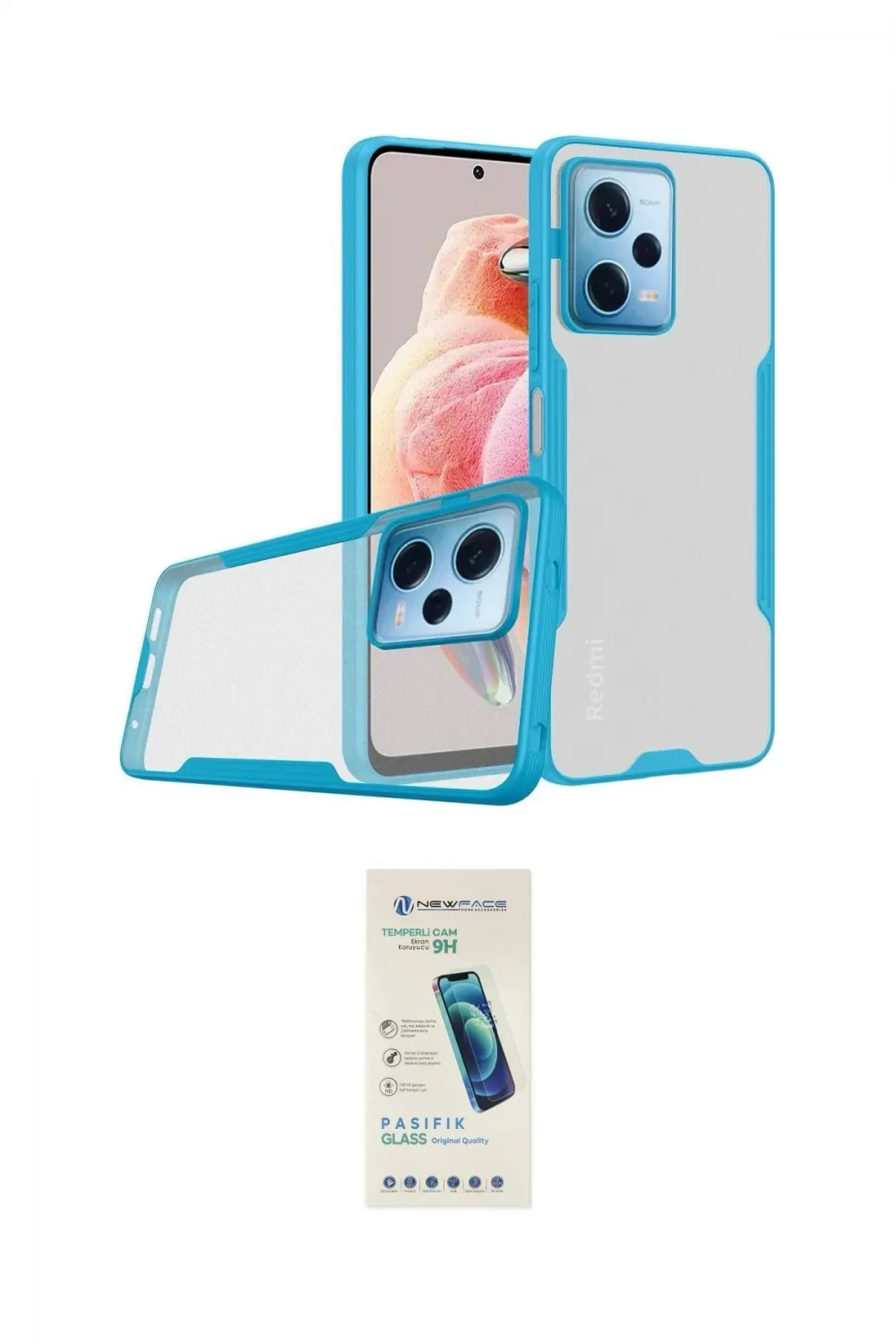 ieg™ Redmi Note 12 5G Kılıf Atlas Asil Serisi - Şeffaf Pasifik Cam Ekran Koruyucu