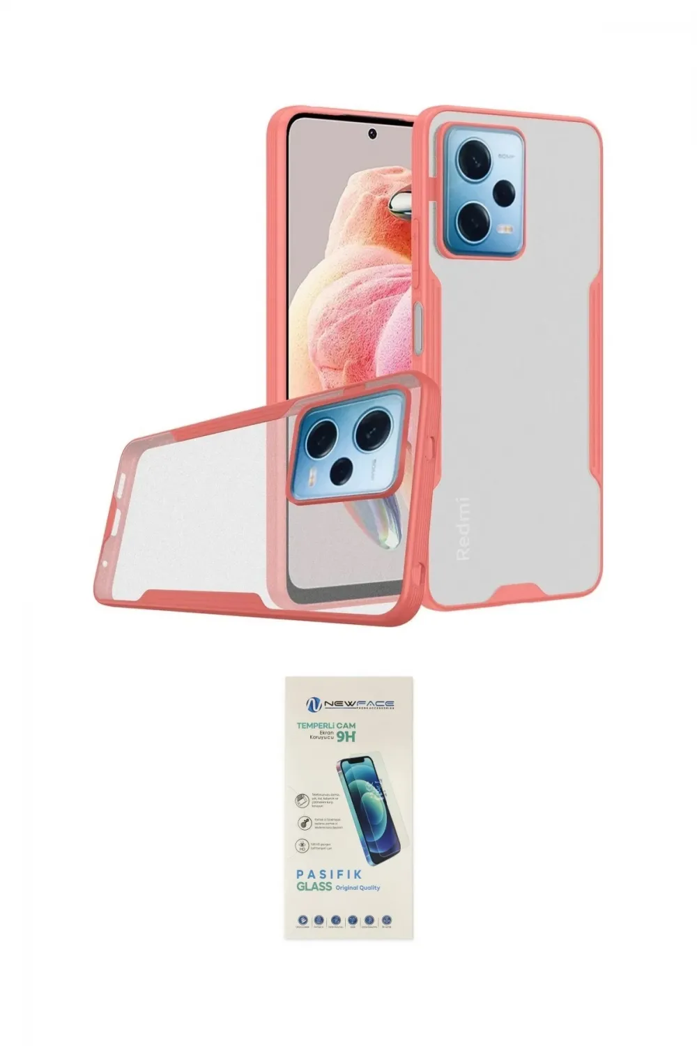ieg™ Redmi Note 12 5G Kılıf Atlas Asil Serisi - Şeffaf Pasifik Cam Ekran Koruyucu