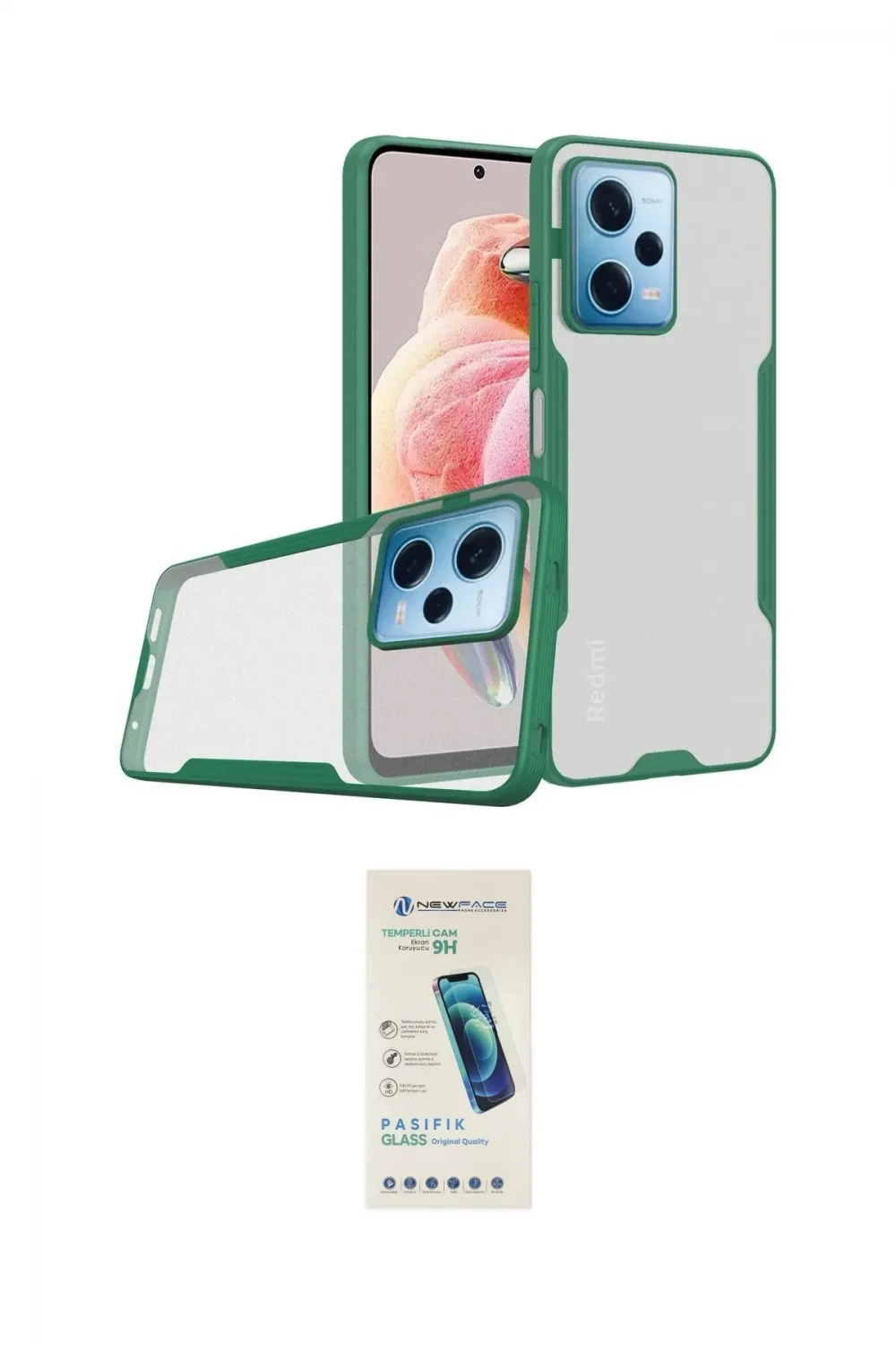 ieg™ Redmi Note 12 5G Kılıf Atlas Asil Serisi - Şeffaf Pasifik Cam Ekran Koruyucu