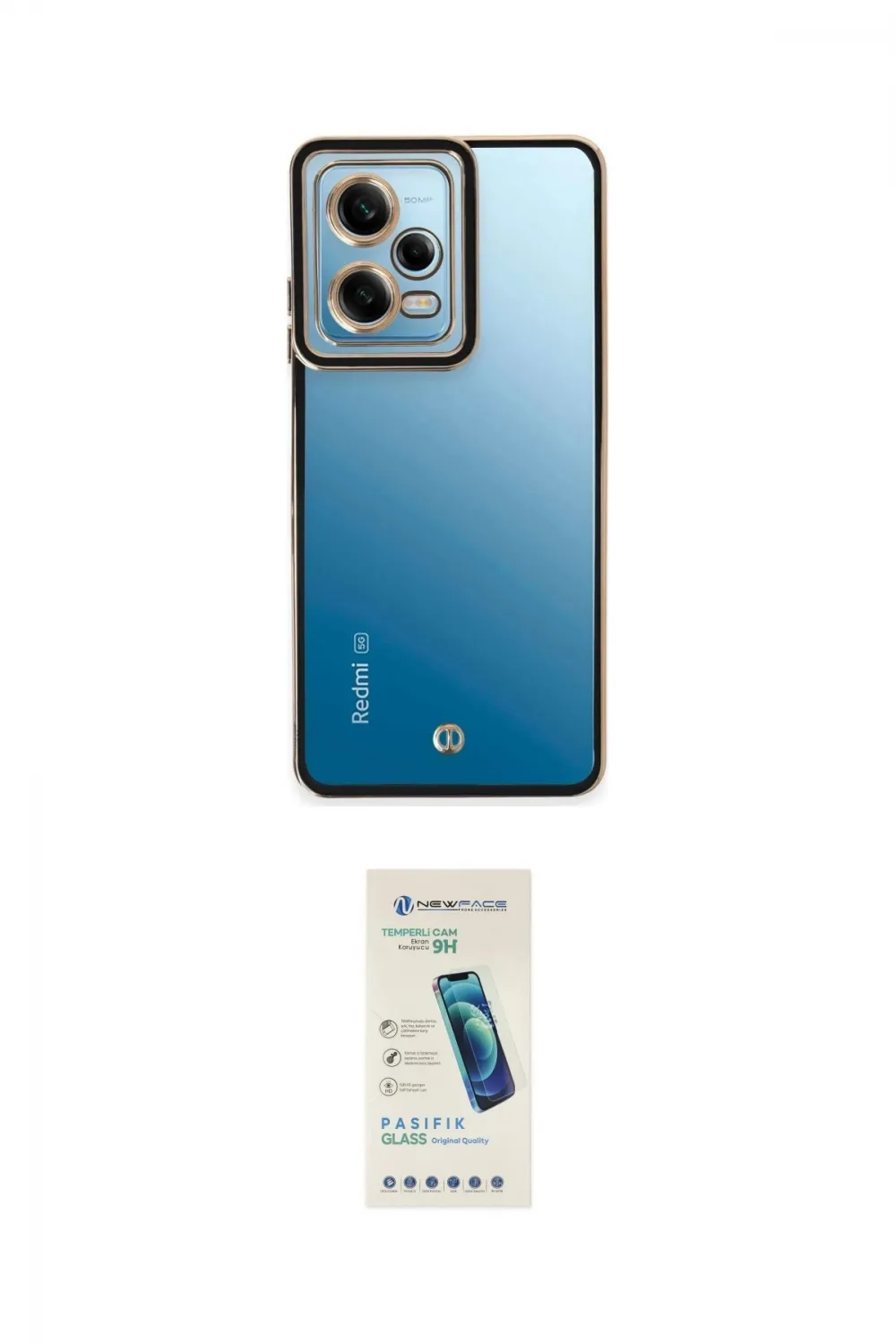 ieg™ Redmi Note 12 5G Kılıf Çekirdek Klasik Serisi - Şeffaf Pasifik Cam Ekran Koruyucu