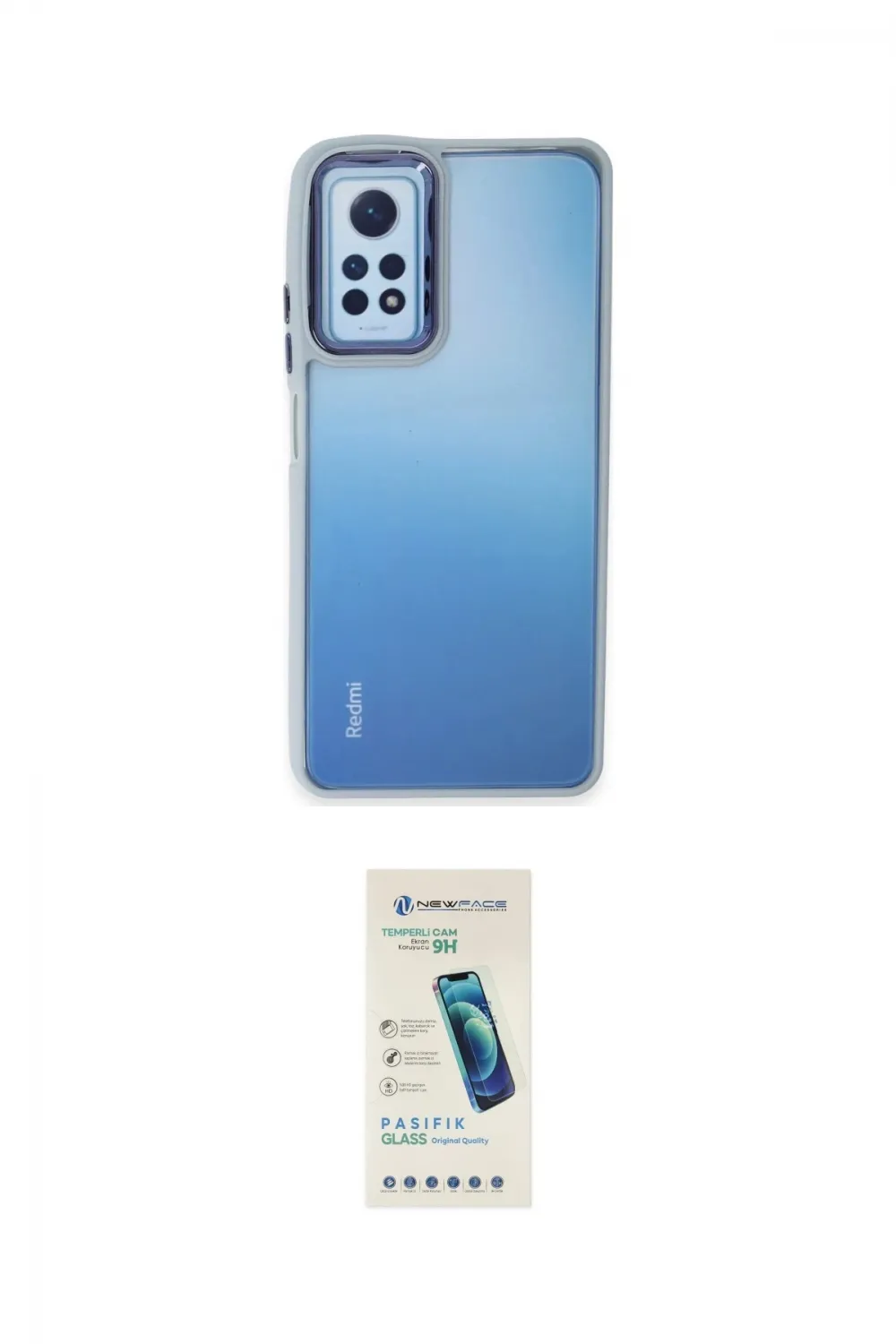 ieg™ Redmi Note 12 Pro 4G Kılıf Eksen Doku Prime - Şeffaf Pasifik Cam Ekran Koruyucu