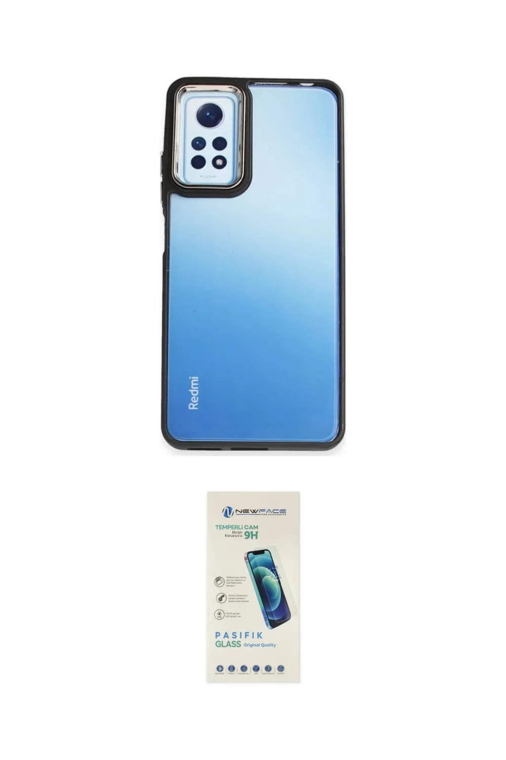 ieg™ Redmi Note 12 Pro 4G Kılıf Eksen Doku Prime - Şeffaf Pasifik Cam Ekran Koruyucu