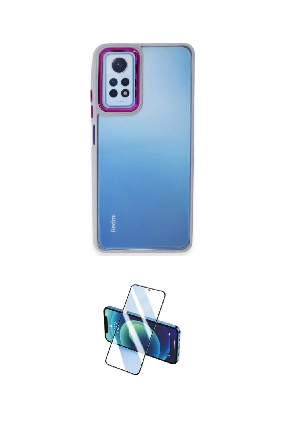 ieg™ Redmi Note 12 Pro 4G Kılıf Eksen Doku Prime - Siyah 3D Antistatik Cam Ekran Koruyucu