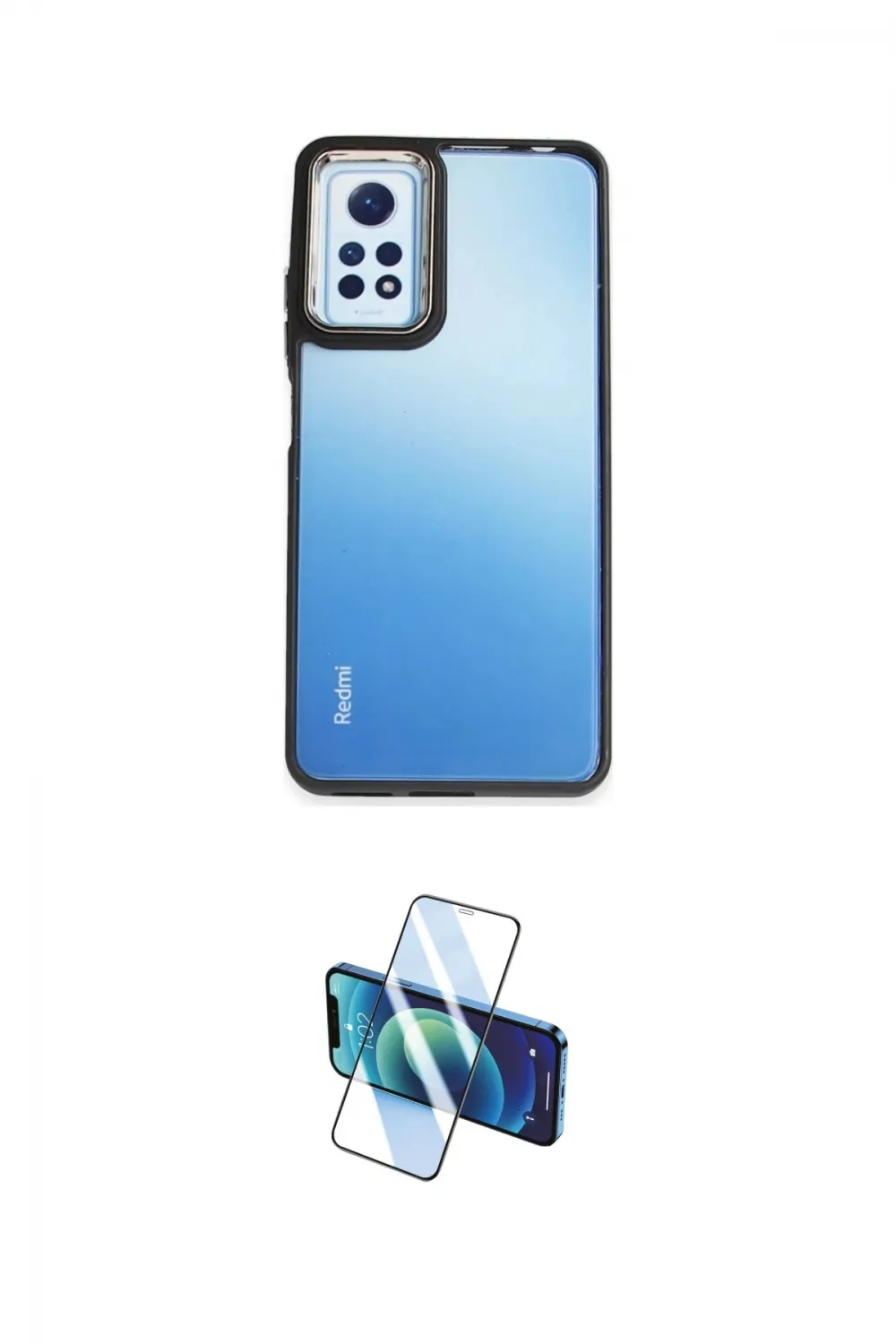 ieg™ Redmi Note 12 Pro 4G Kılıf Eksen Doku Prime - Siyah 3D Antistatik Seramik Nano Ekran Koruyucu