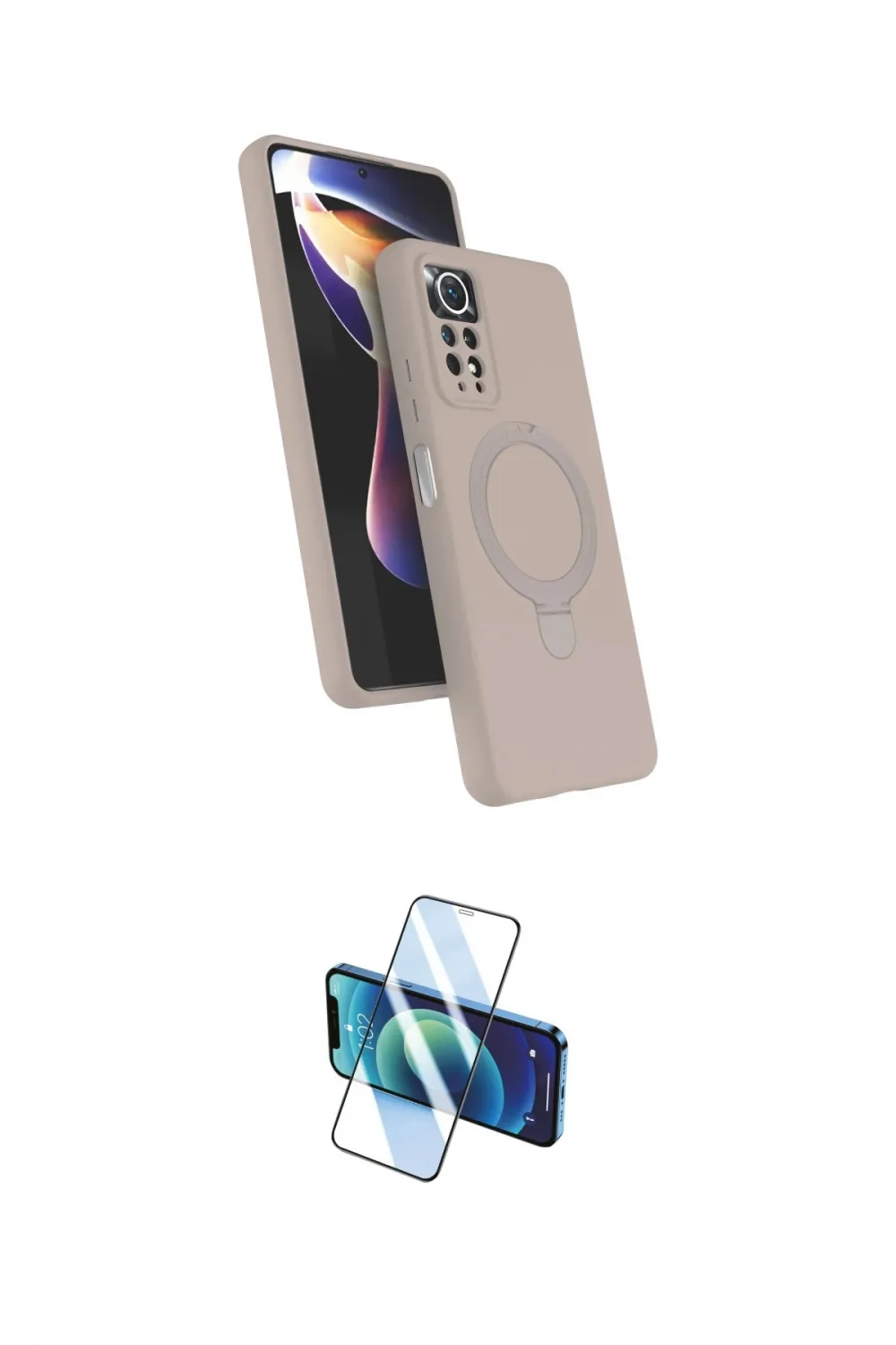ieg™ Redmi Note 12 Pro 4G Kılıf İz Işık Koleksiyonu - Siyah 3D Antistatik Cam Ekran Koruyucu