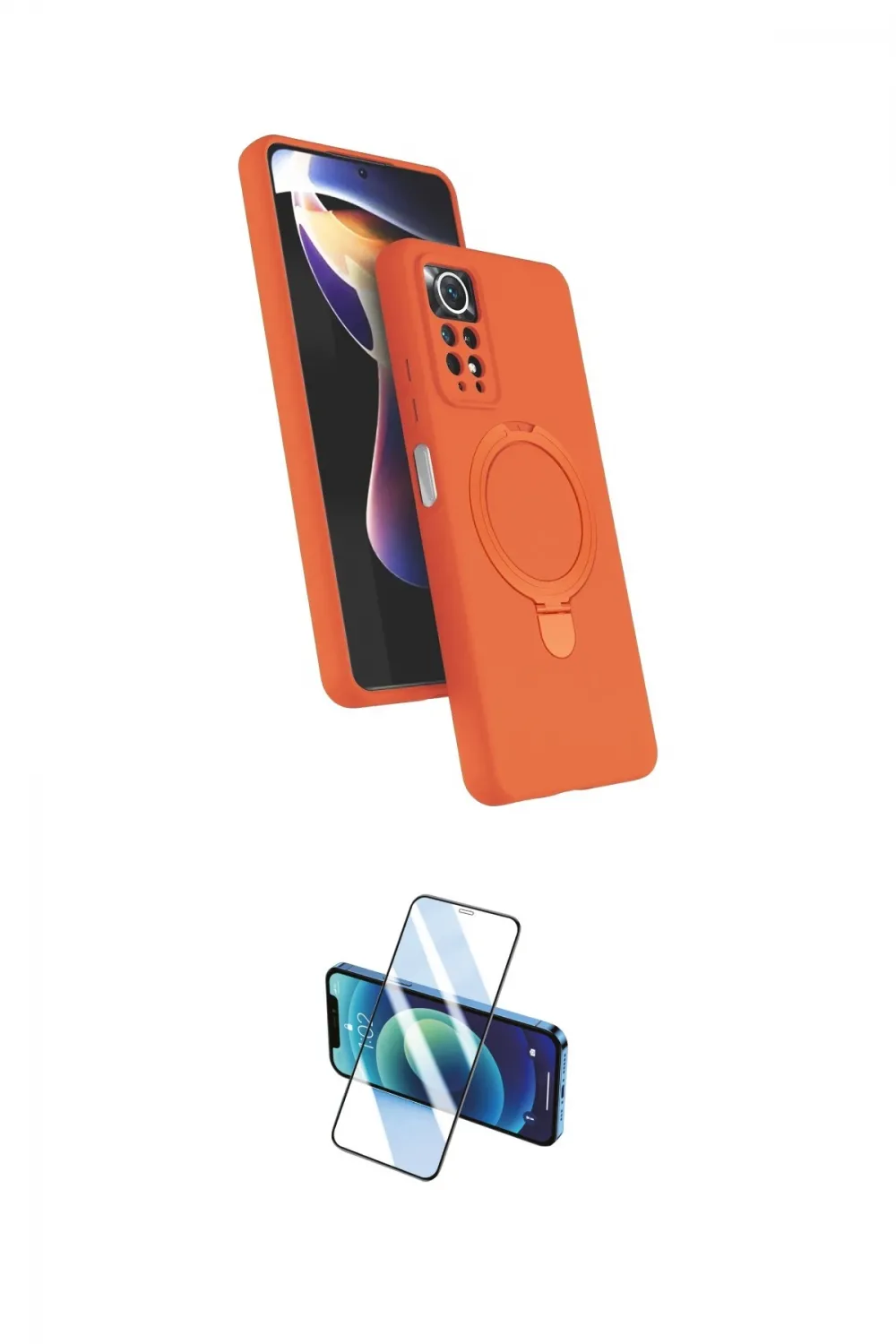 ieg™ Redmi Note 12 Pro 4G Kılıf İz Işık Koleksiyonu - Siyah 3D Antistatik Cam Ekran Koruyucu