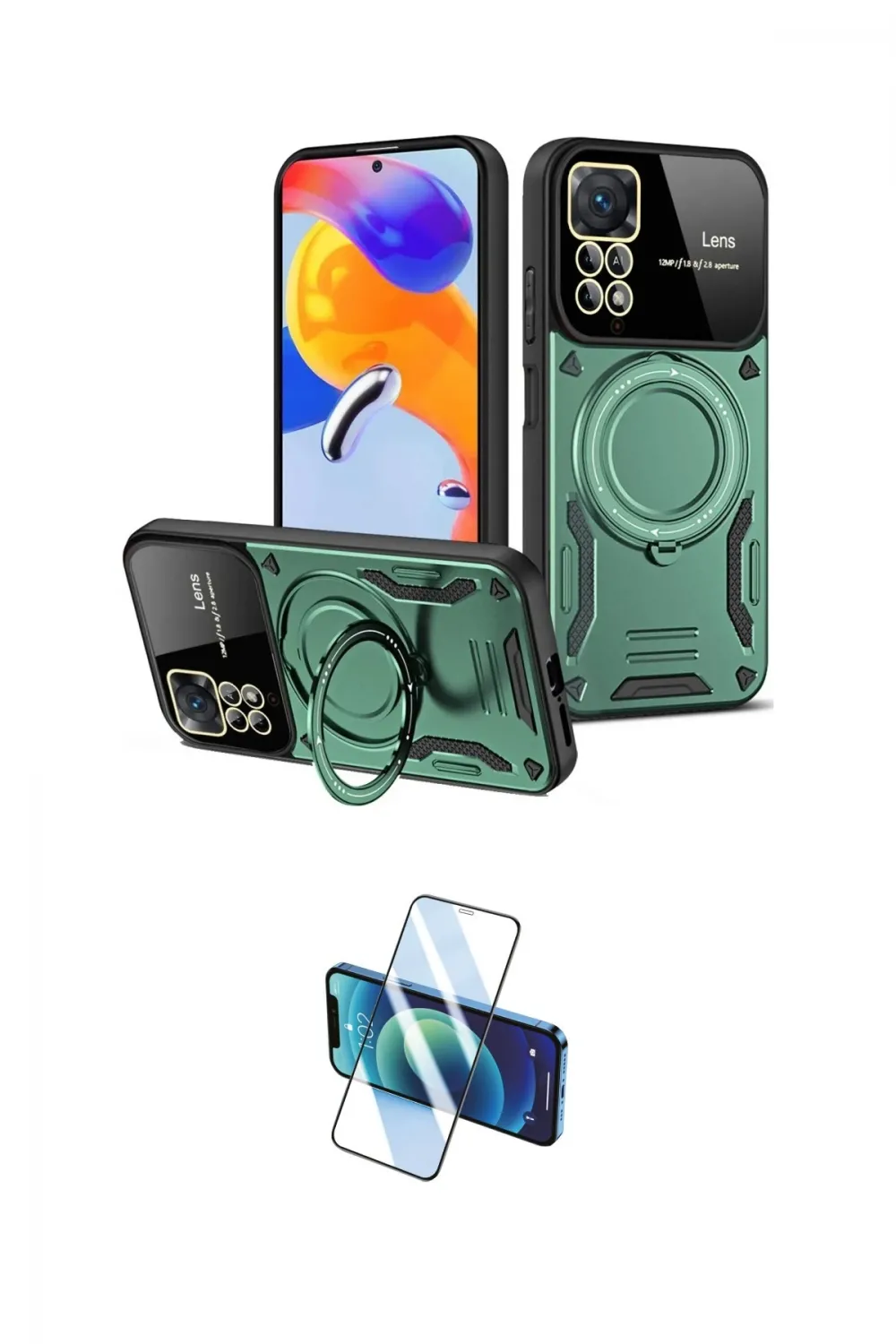 ieg™ Redmi Note 12 Pro 4G Kılıf Kıvılcım Modern Serisi - Siyah 3D Antistatik Cam Ekran Koruyucu