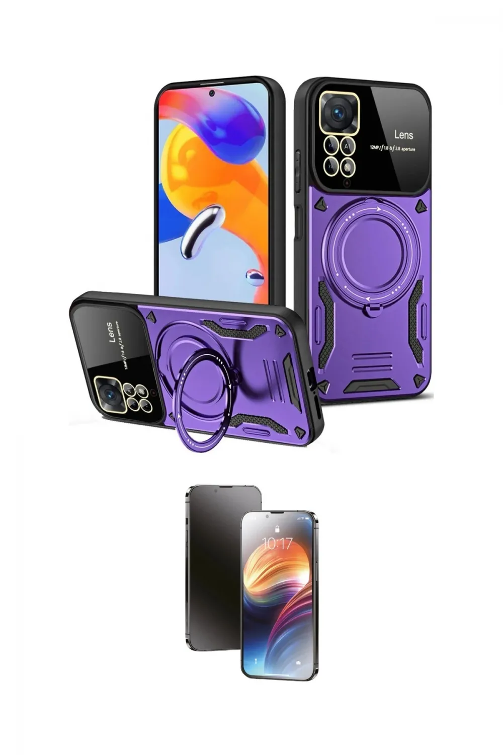 ieg™ Redmi Note 12 Pro 4G Kılıf Kıvılcım Modern Serisi - Siyah 3D Antistatik Mat Seramik Nano Ekran Koruyucu