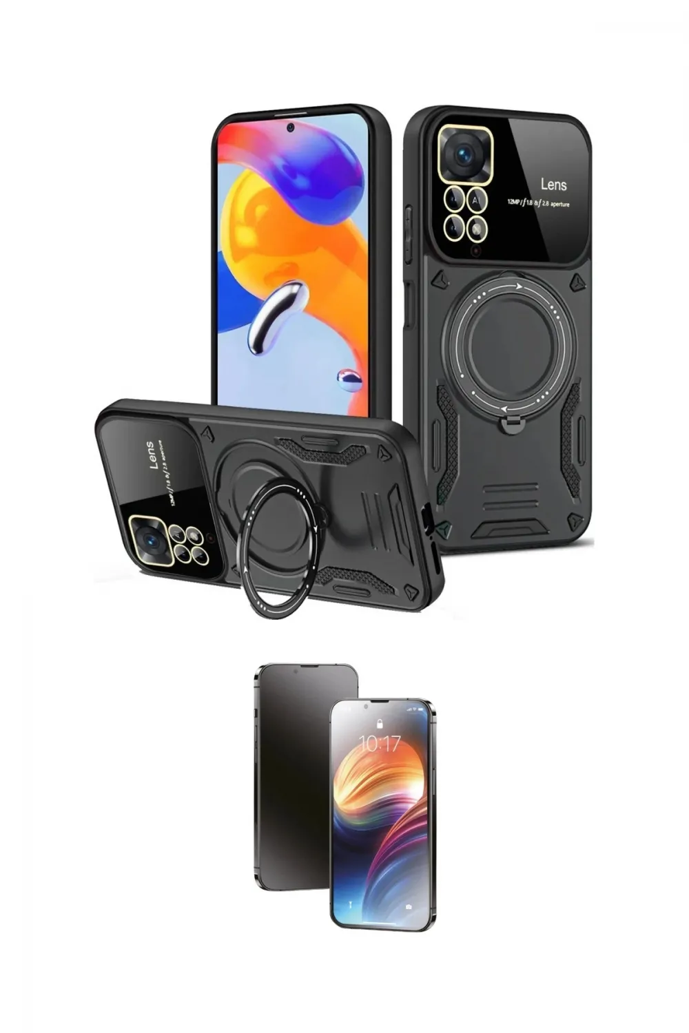 ieg™ Redmi Note 12 Pro 4G Kılıf Kıvılcım Modern Serisi - Siyah 3D Antistatik Mat Seramik Nano Ekran Koruyucu