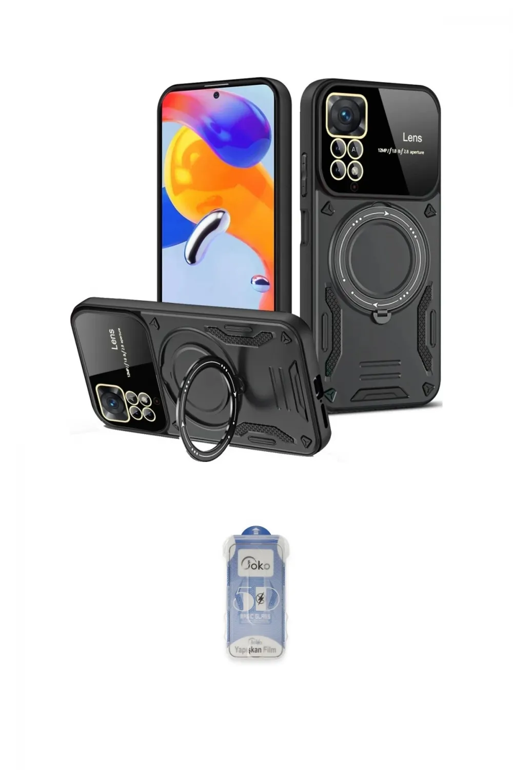 ieg™ Redmi Note 12 Pro 4G Kılıf Kıvılcım Modern Serisi - Siyah Joko Magic 5D Cam