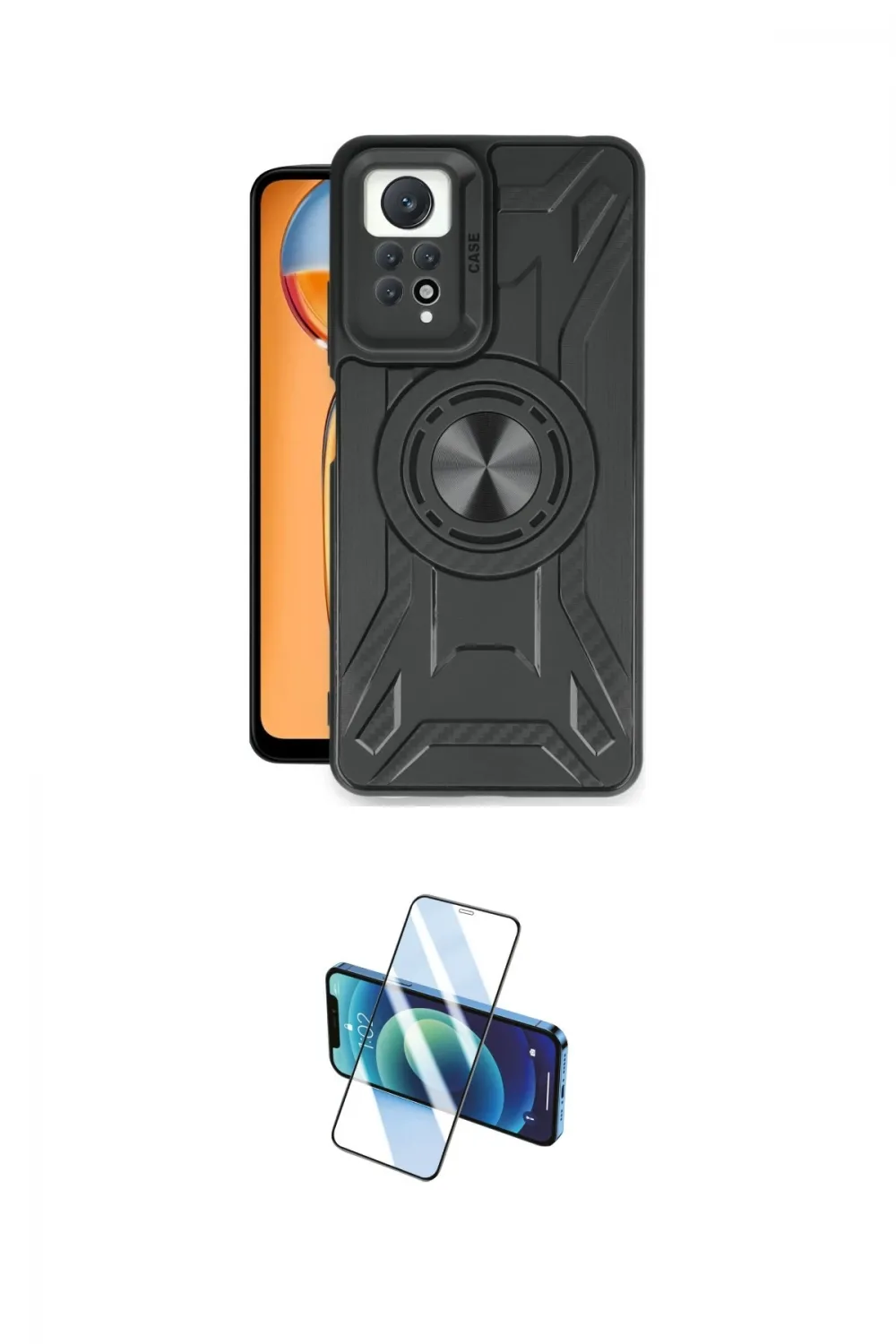 ieg™ Redmi Note 12 Pro 4G Kılıf Nova Yansıma Prime - Siyah 3D Antistatik Cam Ekran Koruyucu