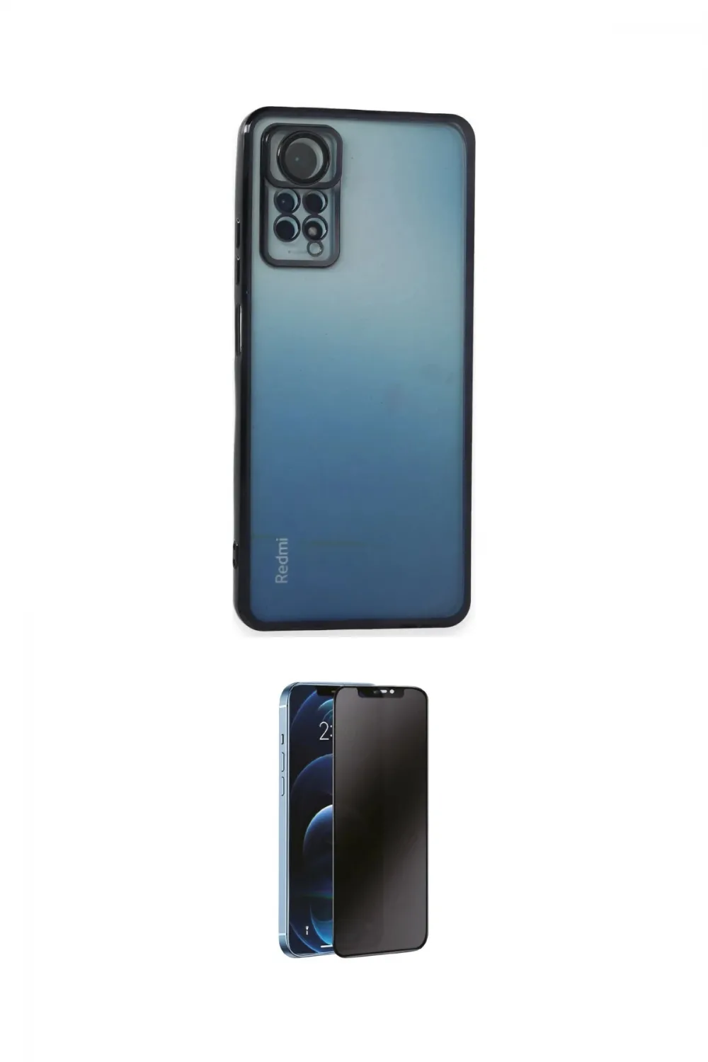 ieg™ Redmi Note 12 Pro 4G Kılıf Vadi Minimal - Siyah 3D Antistatik Hayalet Cam Ekran Koruyucu