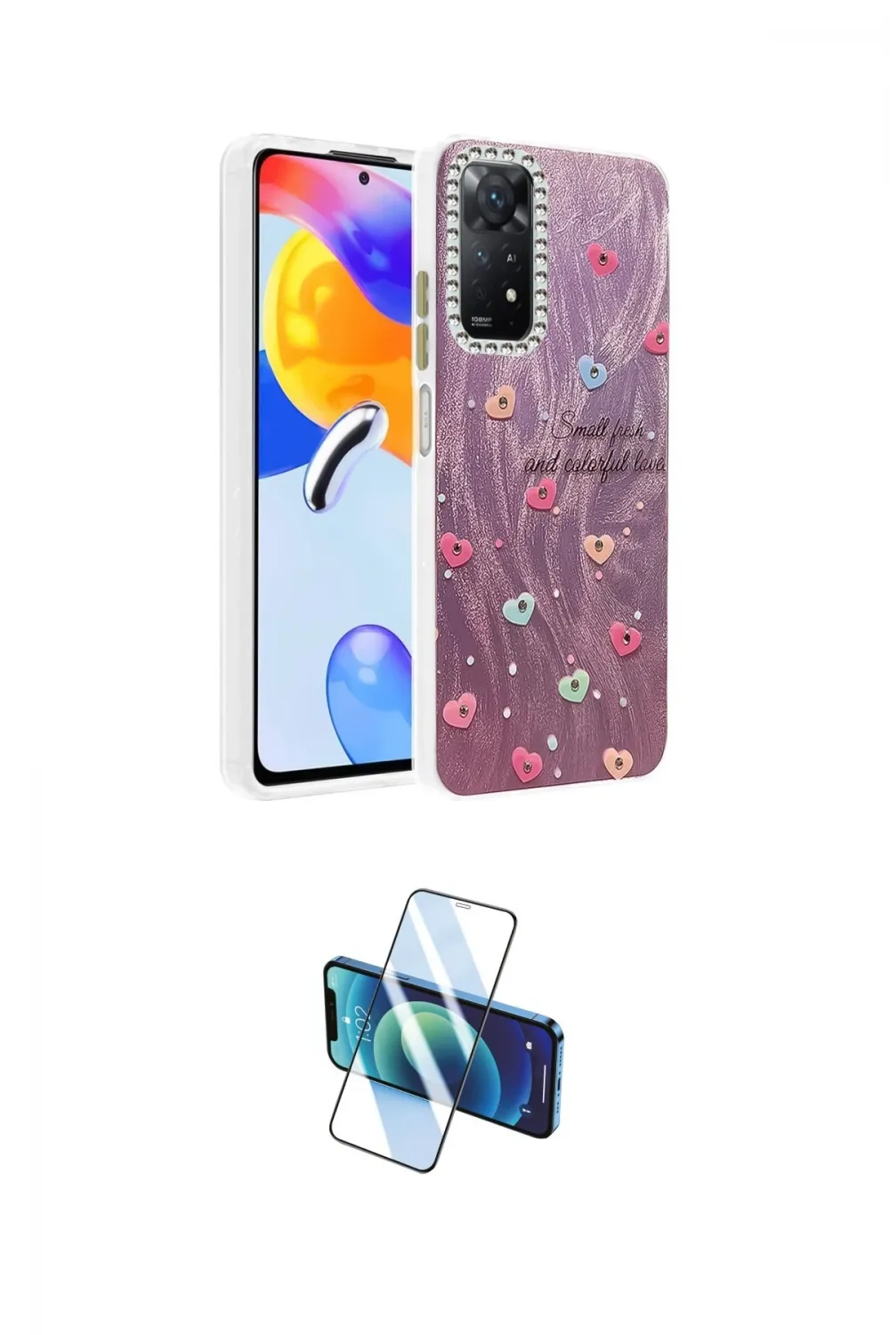 ieg™ Redmi Note 12 Pro 4G Kılıf Zirve Modern Prime - Siyah 3D Antistatik Cam Ekran Koruyucu