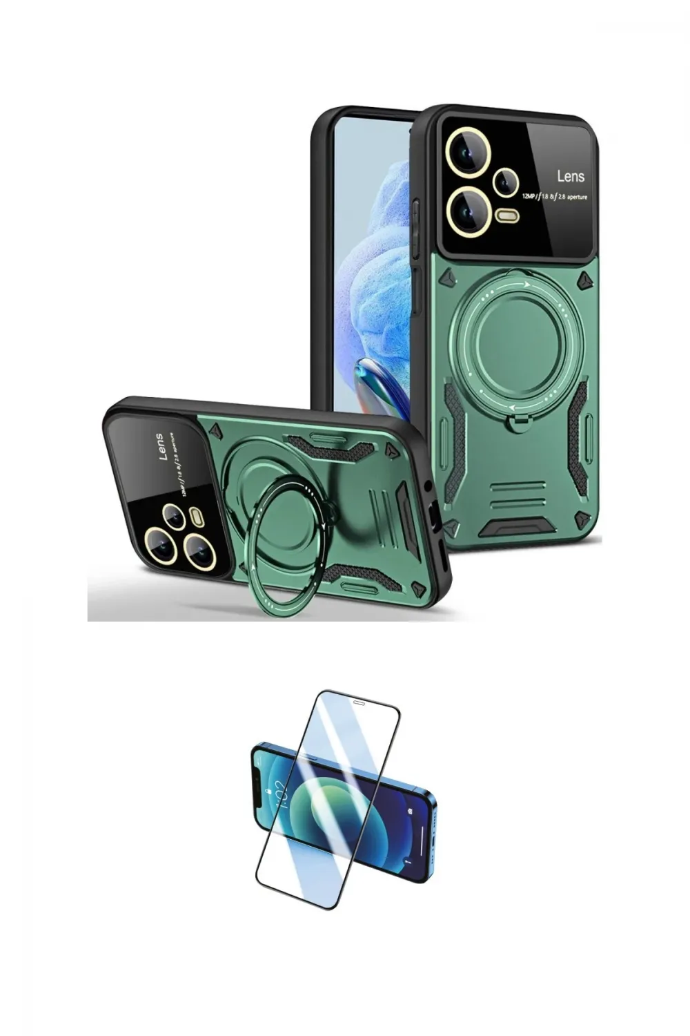 ieg™ Redmi Note 12 Pro 5G Kılıf Kıvılcım Modern Serisi - Siyah 3D Antistatik Cam Ekran Koruyucu