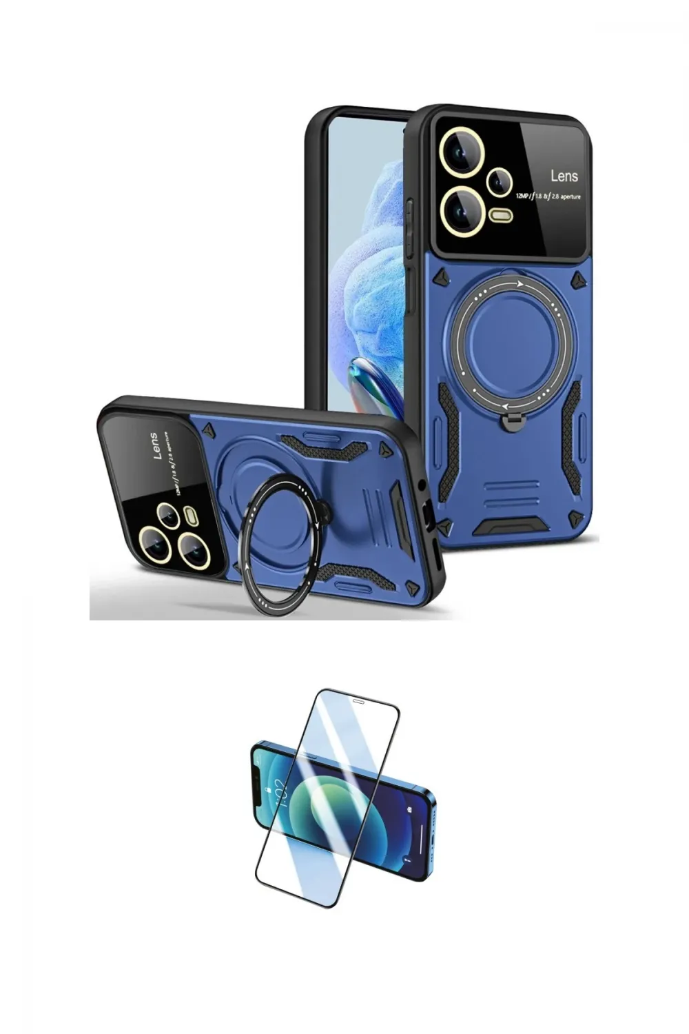 ieg™ Redmi Note 12 Pro 5G Kılıf Kıvılcım Modern Serisi - Siyah 3D Antistatik Cam Ekran Koruyucu