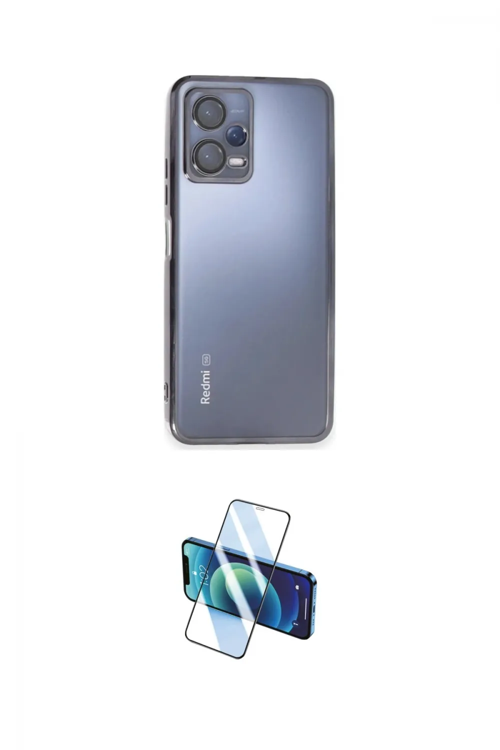 ieg™ Redmi Note 12 Pro 5G Kılıf Vadi Minimal - Siyah 3D Antistatik Cam Ekran Koruyucu