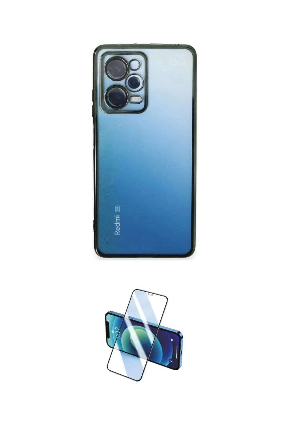 ieg™ Redmi Note 12 Pro 5G Kılıf Vadi Minimal - Siyah 3D Antistatik Cam Ekran Koruyucu