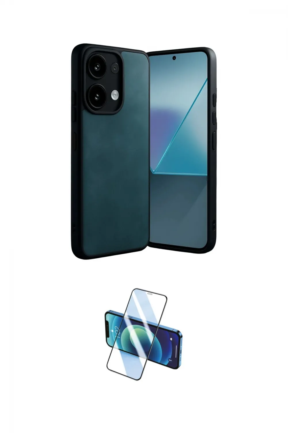 ieg™ Redmi Note 13 4G Kılıf Kıvılcım Işık Serisi - Siyah 3D Antistatik Cam Ekran Koruyucu