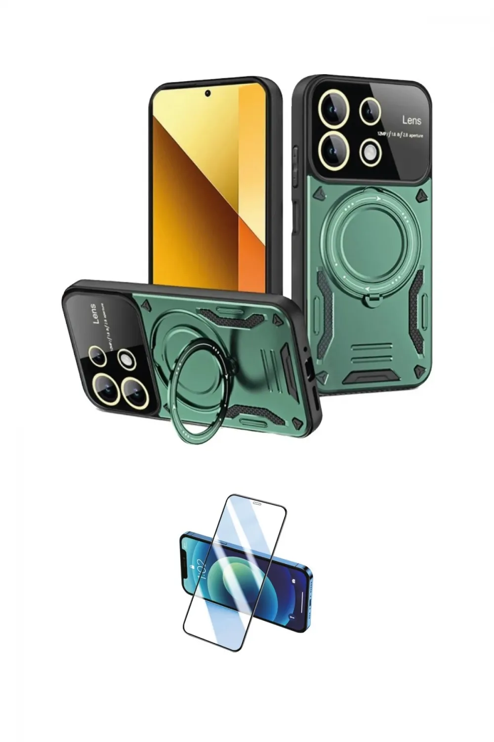 ieg™ Redmi Note 13 4G Kılıf Kıvılcım Modern Serisi - Siyah 3D Antistatik Seramik Nano Ekran Koruyucu