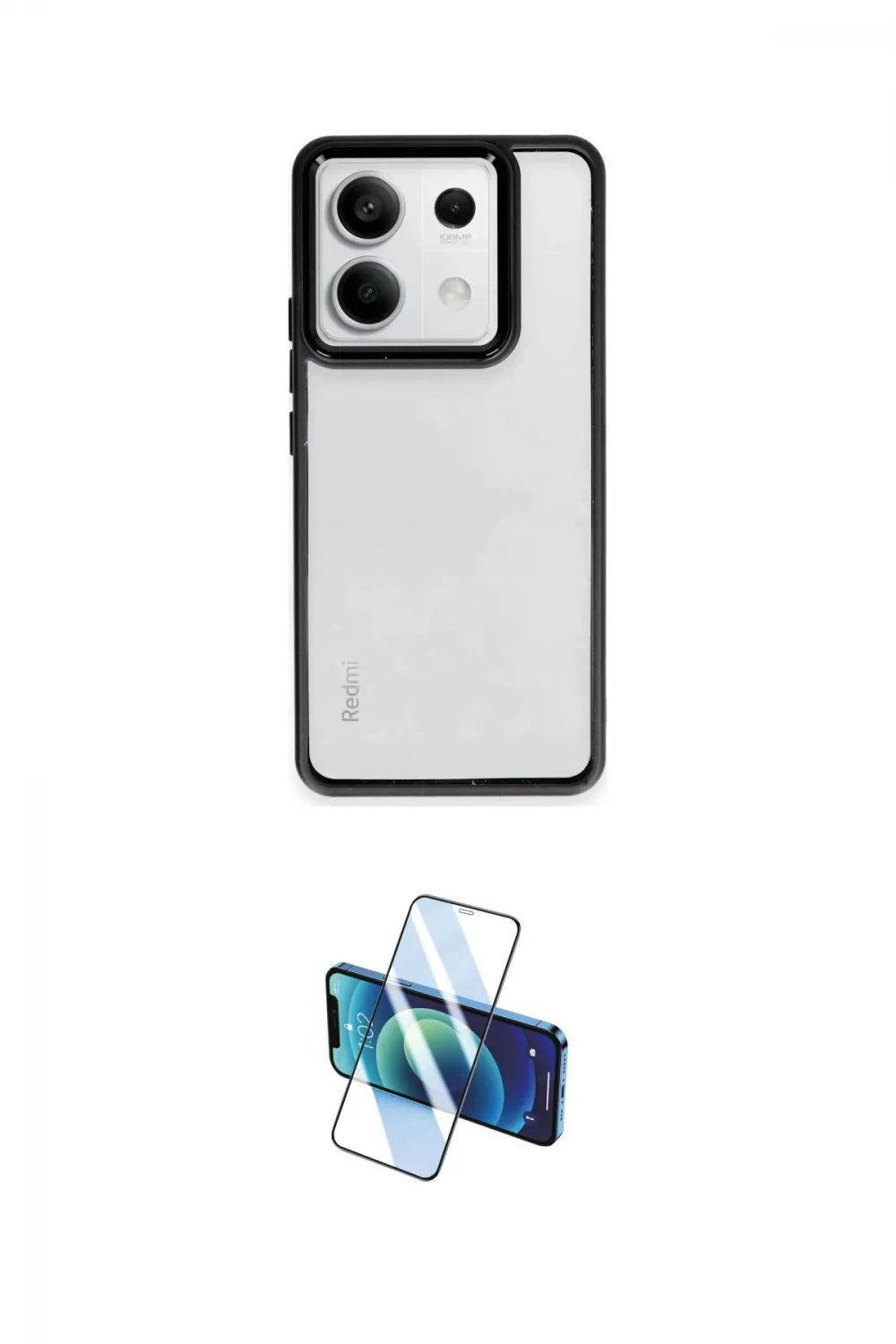 ieg™ Redmi Note 13 4G Kılıf Nova Işık Serisi - Siyah 3D Antistatik Cam Ekran Koruyucu