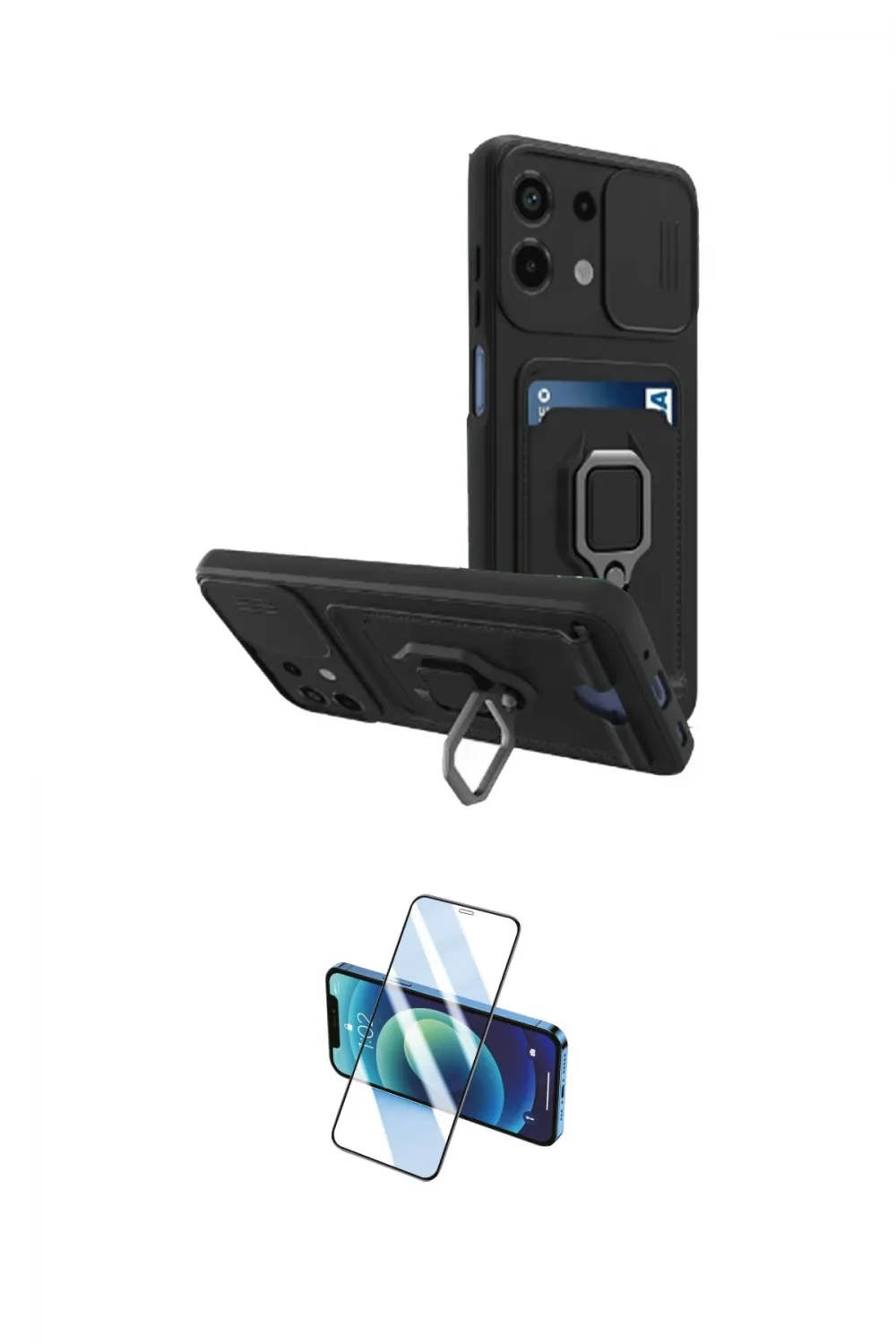 ieg™ Redmi Note 13 4G Kılıf Vadi Form Prime - Siyah 3D Antistatik Cam Ekran Koruyucu