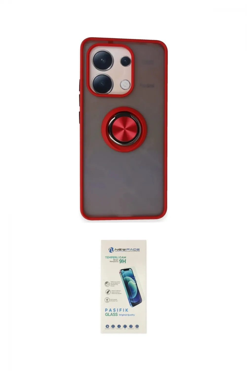 ieg™ Redmi Note 13 4G Kılıf Yörünge Çizgi - Şeffaf Pasifik Cam Ekran Koruyucu