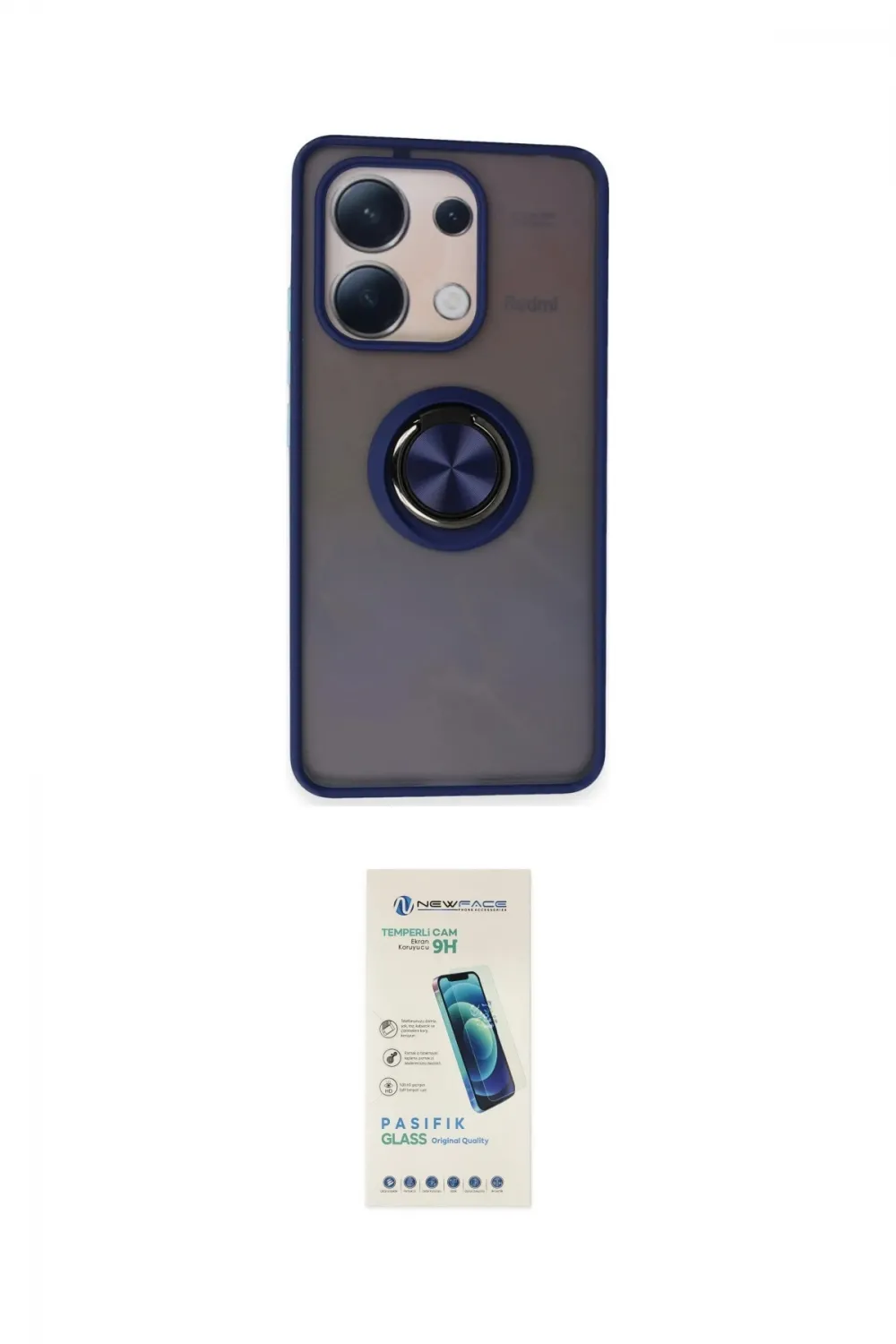 ieg™ Redmi Note 13 4G Kılıf Yörünge Çizgi - Şeffaf Pasifik Cam Ekran Koruyucu
