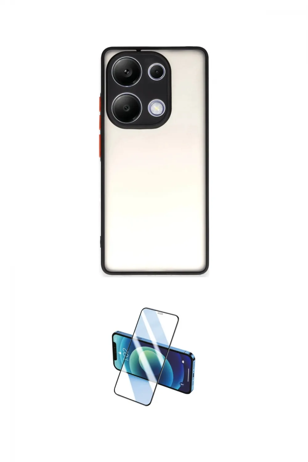 ieg™ Redmi Note 13 Pro 4G Kılıf Ahenk Çizgi Serisi - Siyah 3D Antistatik Cam Ekran Koruyucu
