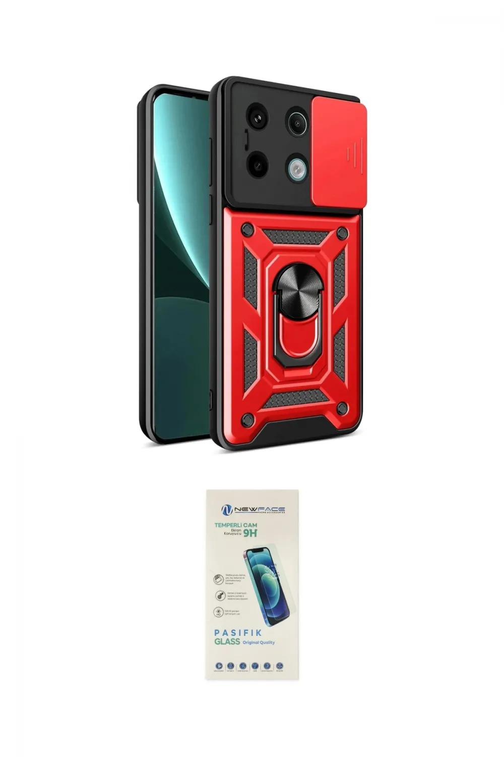 ieg™ Redmi Note 13 Pro 4G Kılıf Ahenk Klasik - Şeffaf Pasifik Cam Ekran Koruyucu