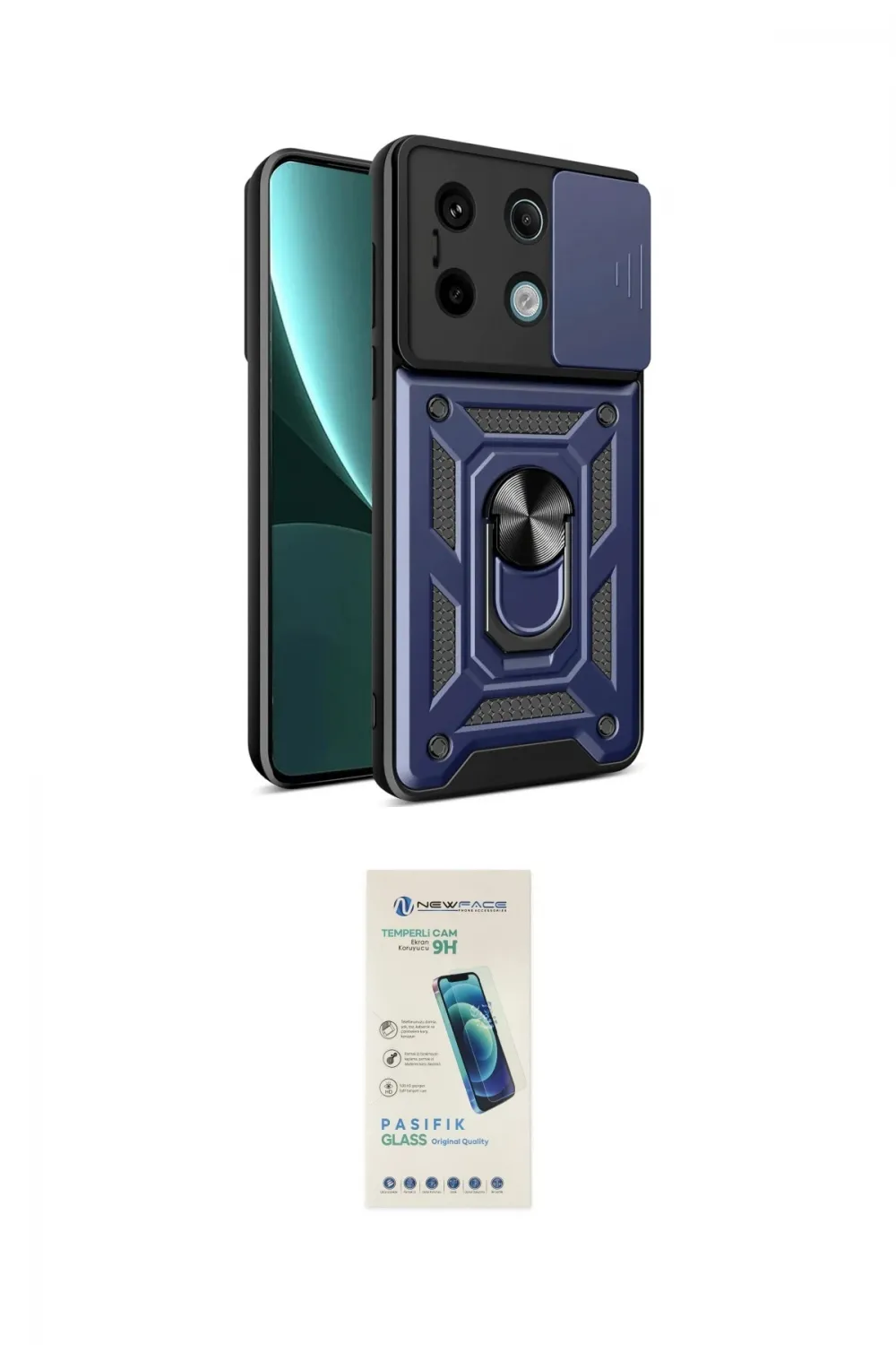 ieg™ Redmi Note 13 Pro 4G Kılıf Ahenk Klasik - Şeffaf Pasifik Cam Ekran Koruyucu
