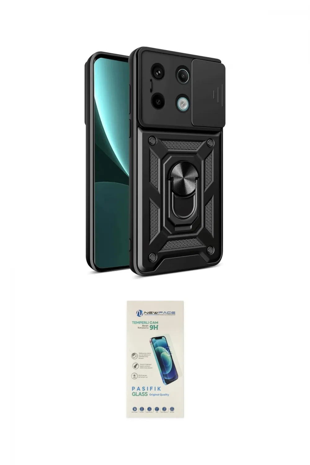 ieg™ Redmi Note 13 Pro 4G Kılıf Ahenk Klasik - Şeffaf Pasifik Cam Ekran Koruyucu