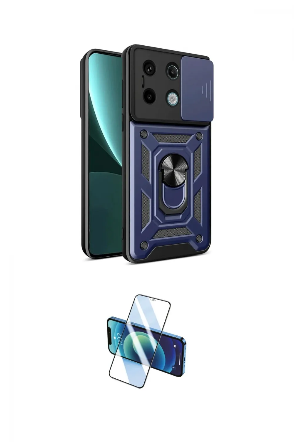 ieg™ Redmi Note 13 Pro 4G Kılıf Ahenk Klasik - Siyah 3D Antistatik Cam Ekran Koruyucu