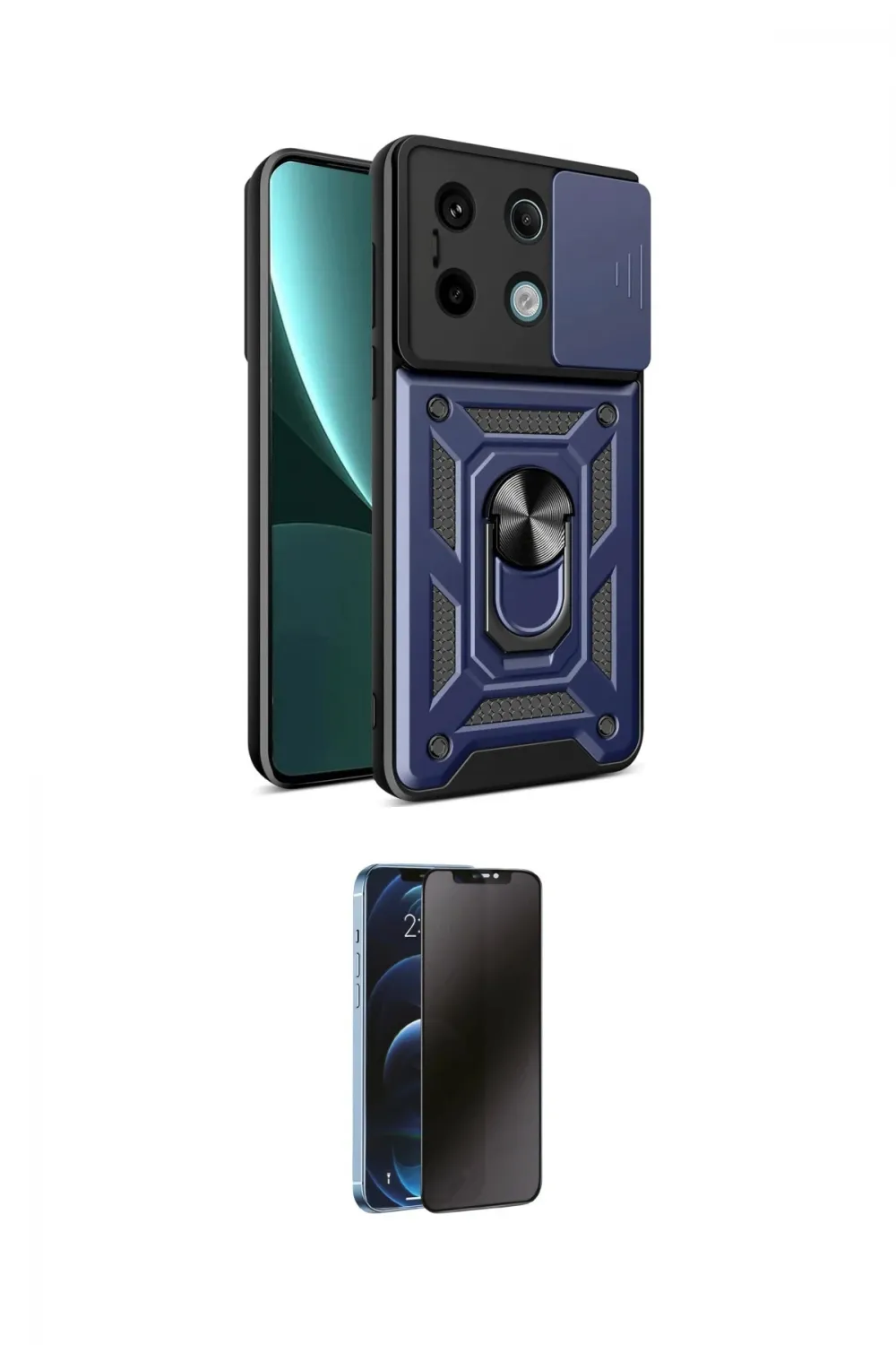 ieg™ Redmi Note 13 Pro 4G Kılıf Ahenk Klasik - Siyah 3D Antistatik Hayalet Cam Ekran Koruyucu