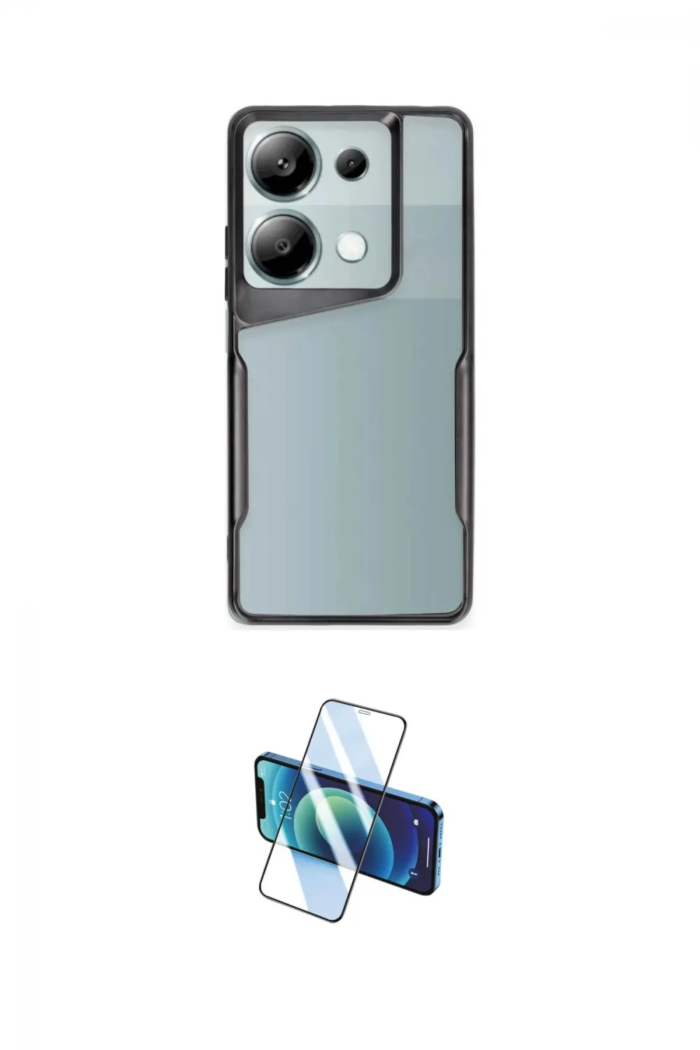 ieg™ Redmi Note 13 Pro 4G Kılıf Akış Çizgi Koleksiyonu - Siyah 3D Antistatik Cam Ekran Koruyucu