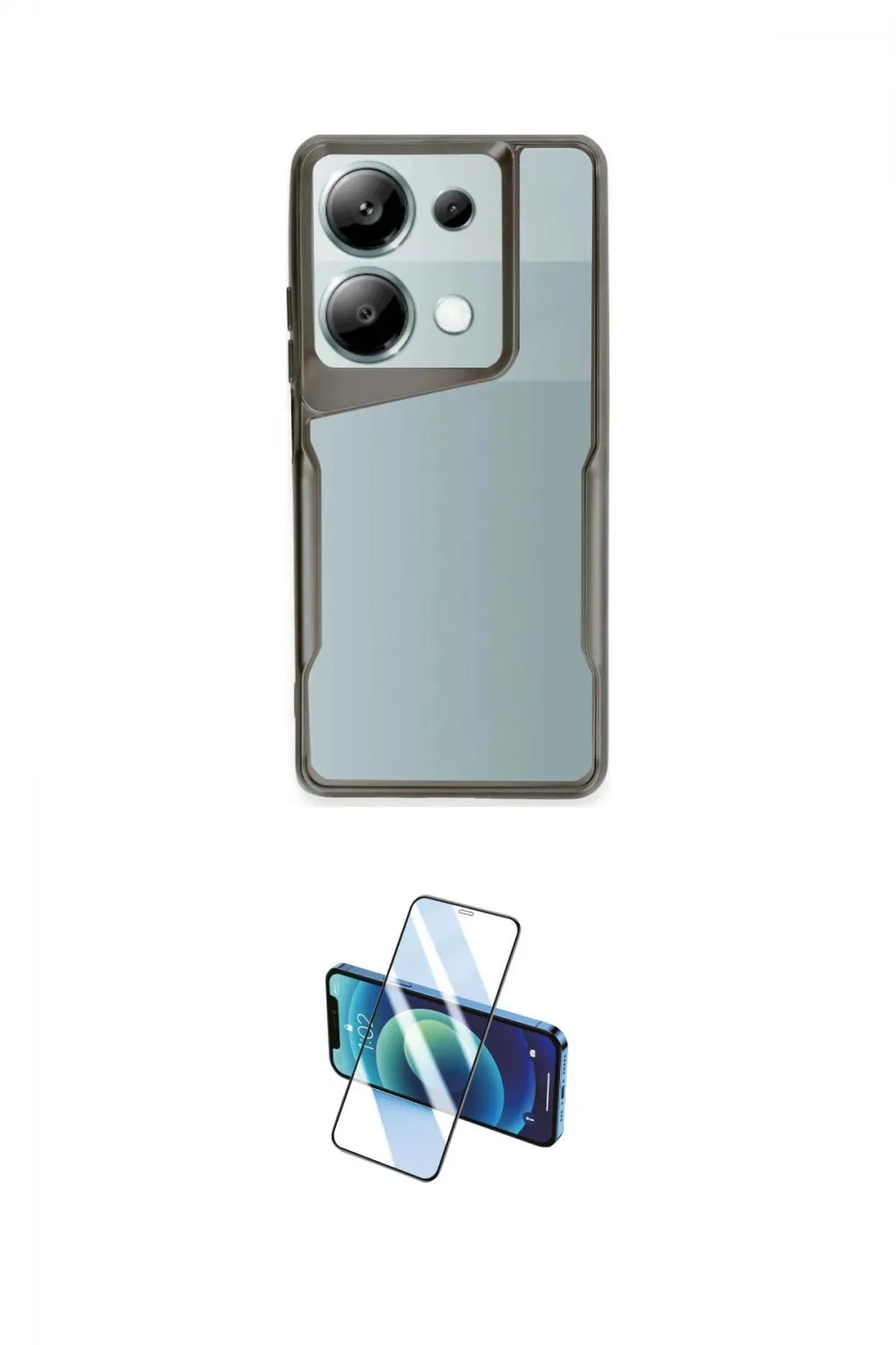 ieg™ Redmi Note 13 Pro 4G Kılıf Akış Çizgi Koleksiyonu - Siyah 3D Antistatik Cam Ekran Koruyucu