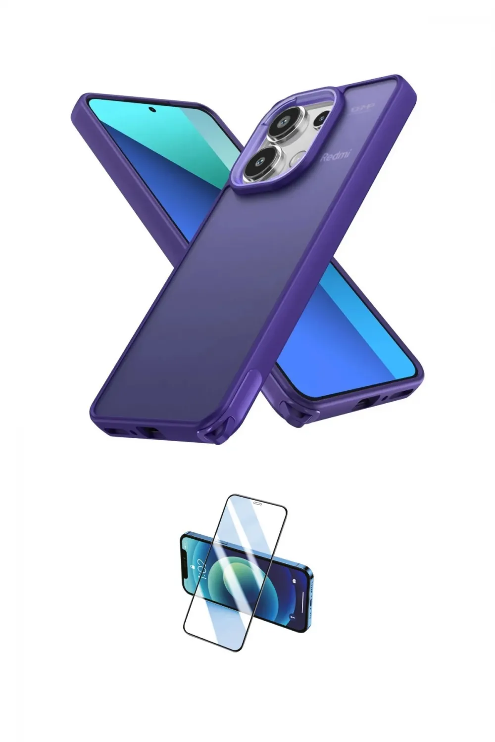 ieg™ Redmi Note 13 Pro 4G Kılıf Atlas Form - Siyah 3D Antistatik Cam Ekran Koruyucu