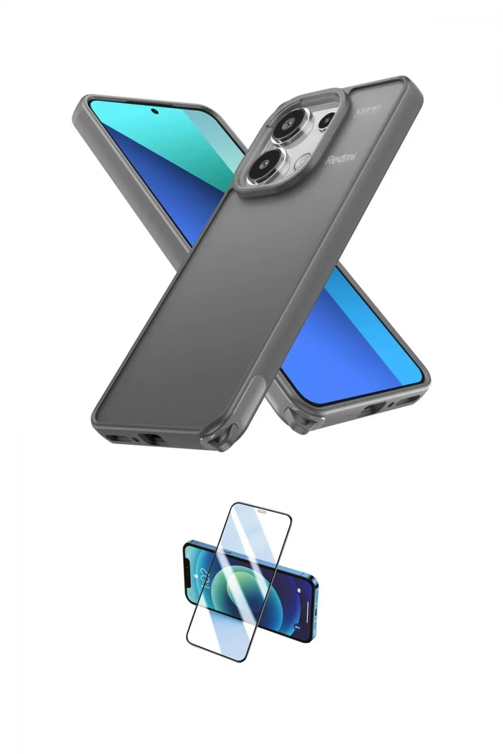 ieg™ Redmi Note 13 Pro 4G Kılıf Atlas Form - Siyah 3D Antistatik Cam Ekran Koruyucu