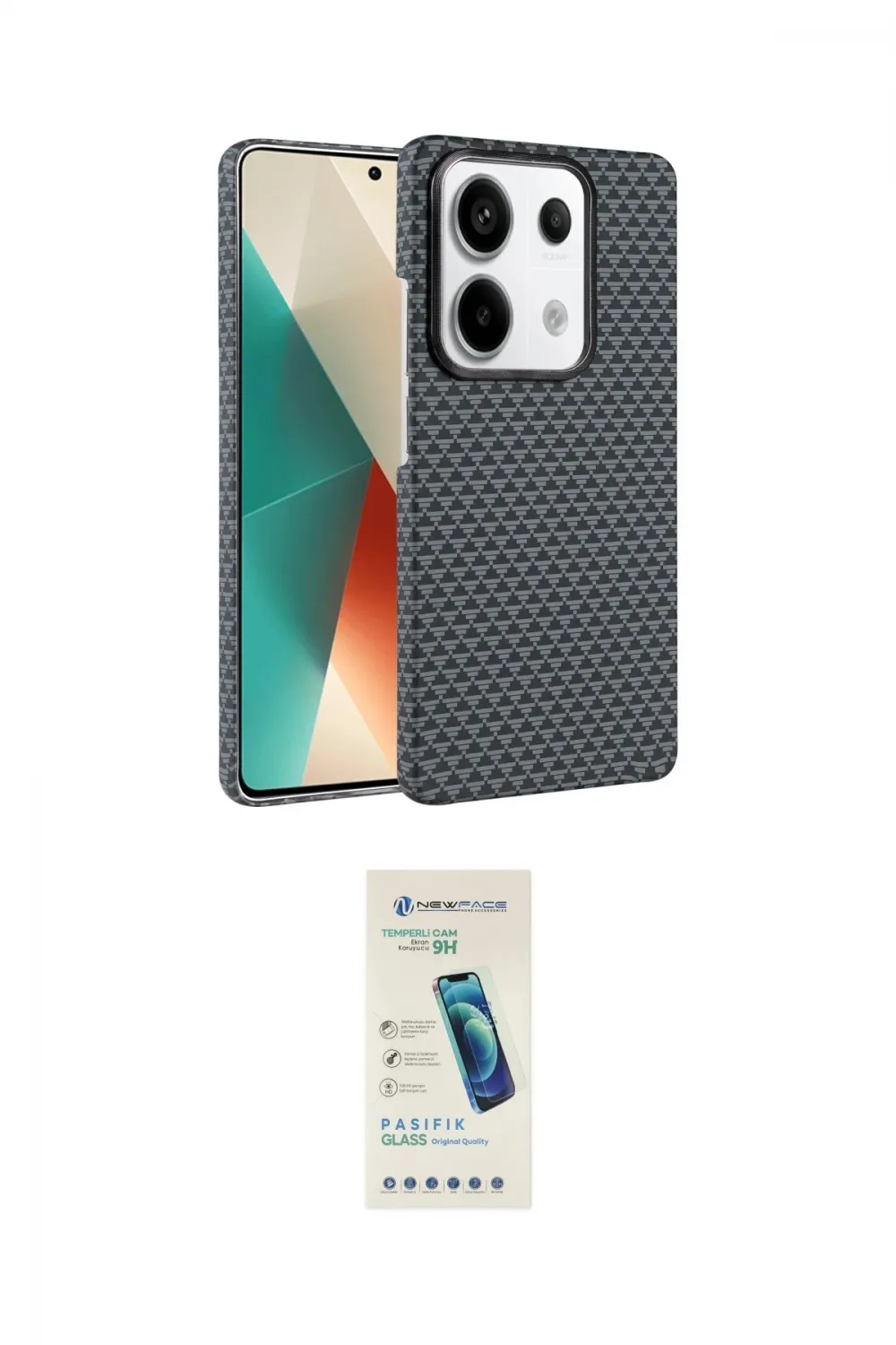 ieg™ Redmi Note 13 Pro 4G Kılıf Doruk Serisi - Şeffaf Pasifik Cam Ekran Koruyucu