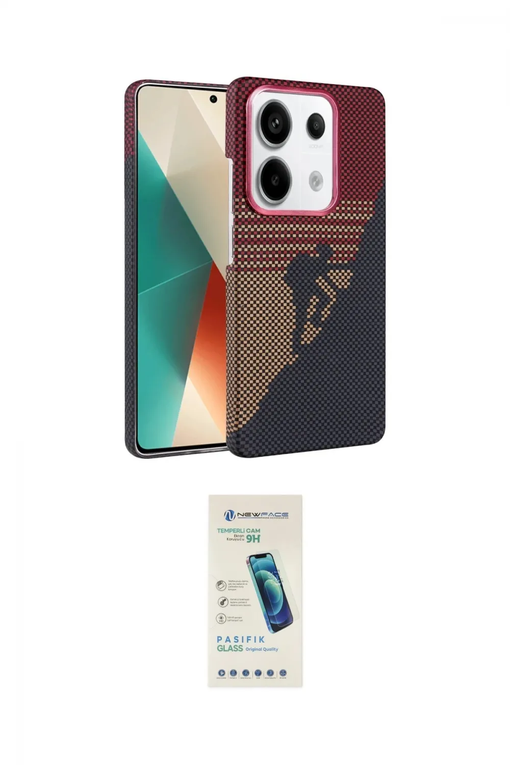 ieg™ Redmi Note 13 Pro 4G Kılıf Doruk Serisi - Şeffaf Pasifik Cam Ekran Koruyucu