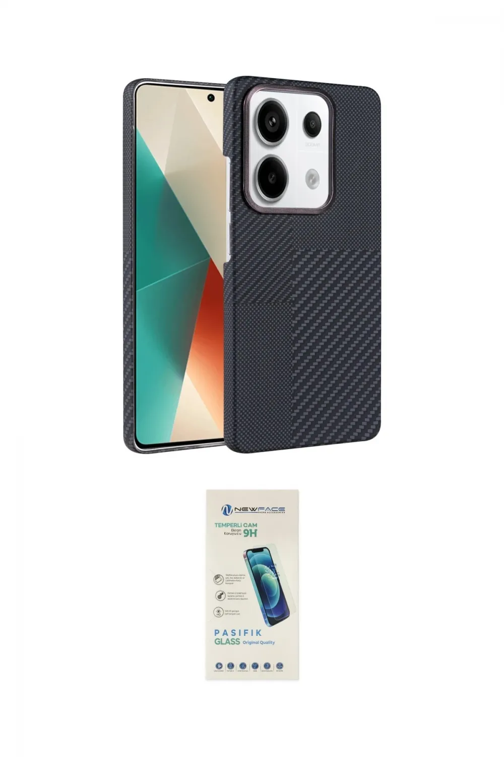 ieg™ Redmi Note 13 Pro 4G Kılıf Doruk Serisi - Şeffaf Pasifik Cam Ekran Koruyucu