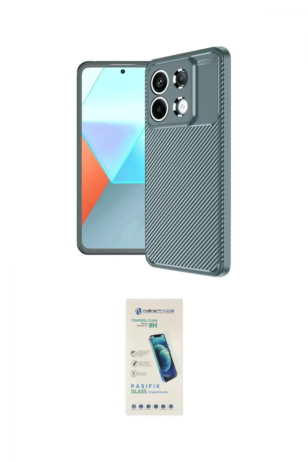 ieg™ Redmi Note 13 Pro 4G Kılıf Eksen Form Prime - Şeffaf Pasifik Cam Ekran Koruyucu