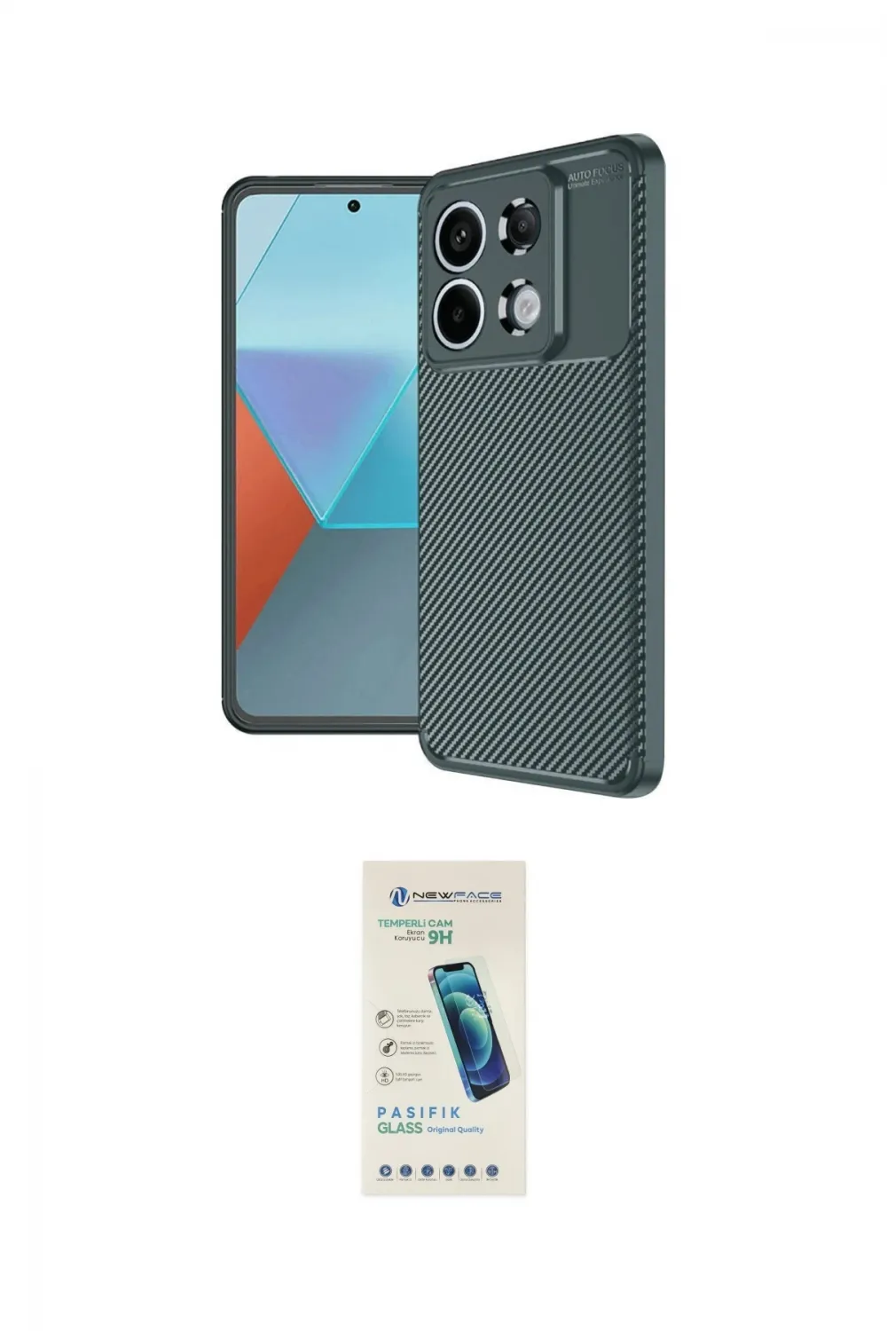 ieg™ Redmi Note 13 Pro 4G Kılıf Eksen Form Prime - Şeffaf Pasifik Cam Ekran Koruyucu