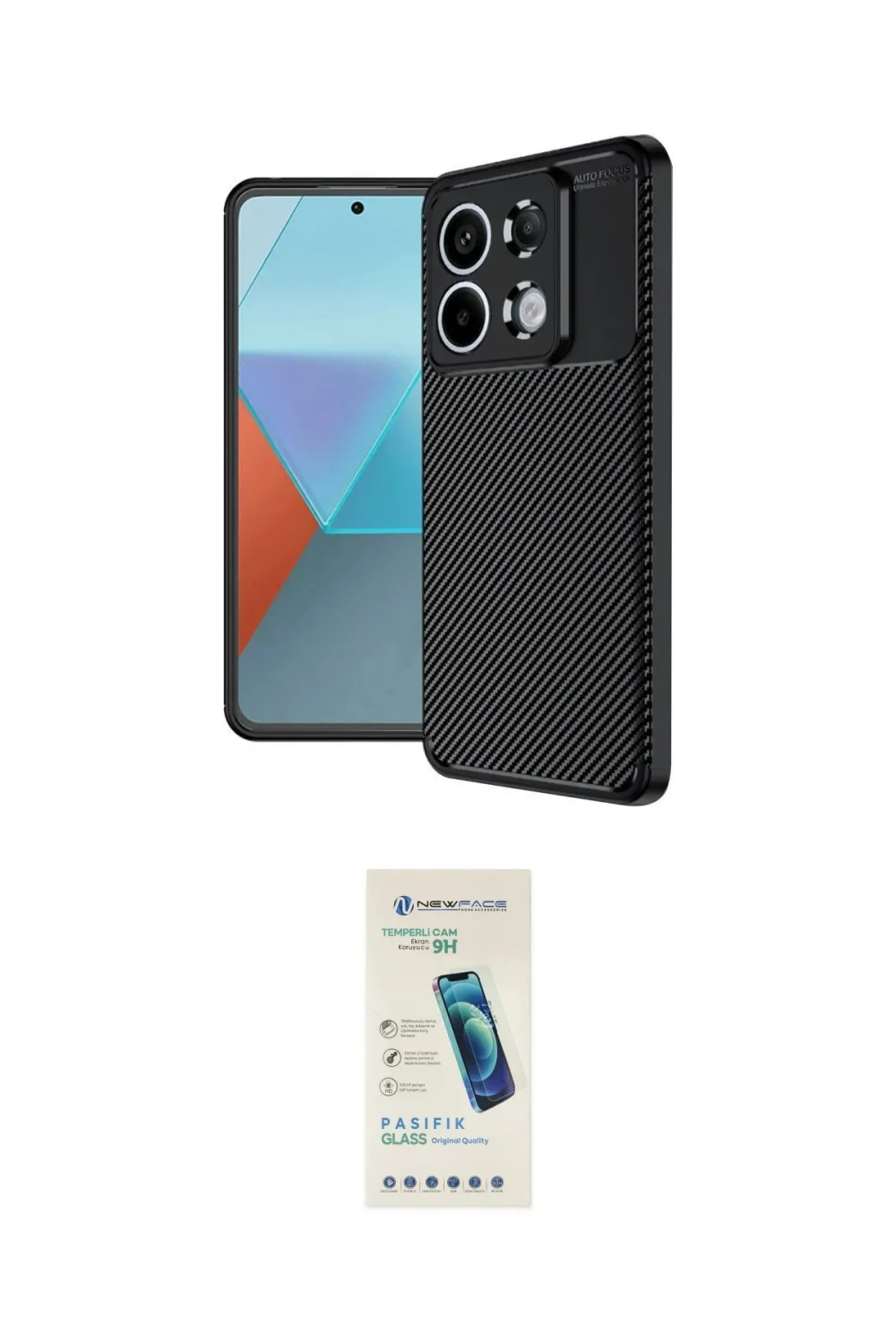 ieg™ Redmi Note 13 Pro 4G Kılıf Eksen Form Prime - Şeffaf Pasifik Cam Ekran Koruyucu